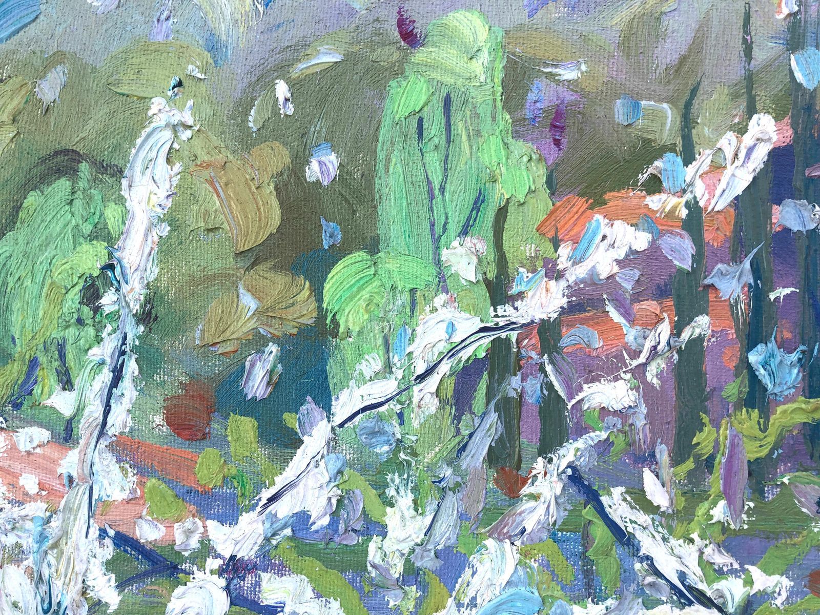 Juan Varea Mediterranean Almond Blossom Landscape Riells Catalonia Spanish Impressionist Oil Painting 1992 photo Art