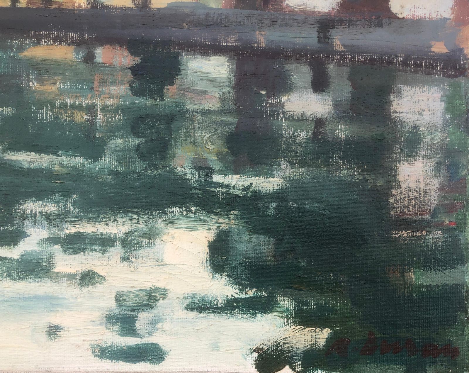 Rafael Duran Benet Amsterdam Netherlands Oil Painting Dutch Urbanscape C.1990 photo furniture