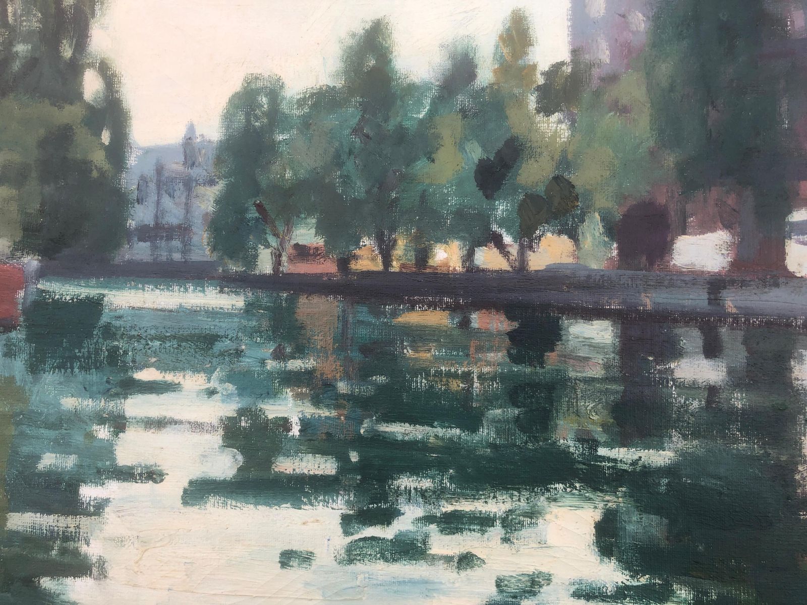 Rafael Duran Benet Amsterdam Netherlands Oil Painting Dutch Urbanscape C.1990 photo buy
