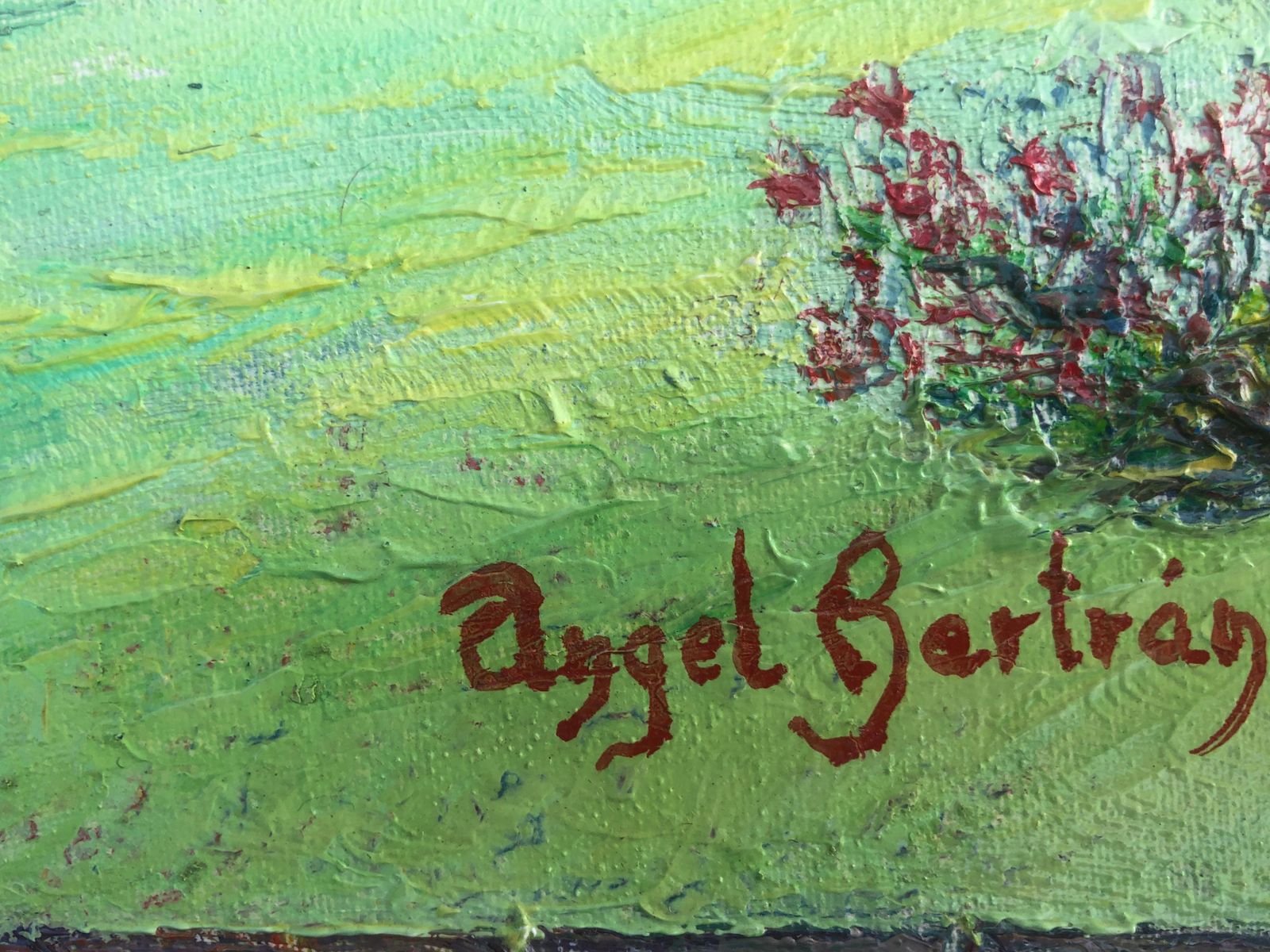Angel Bertran Montserrat Mediterranean Garden Landscape With Cypress Trees Spanish Post Impressionist Oil Painting 1990s photo furniture
