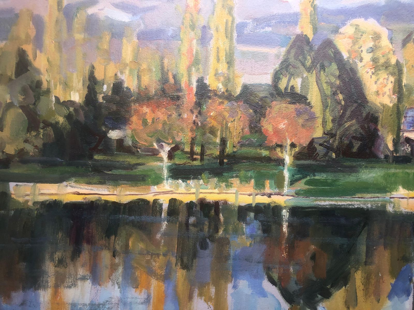 Rafael Duran Benet Spain Oil Painting Landscape With Lake Spanish C.2000 photo buy