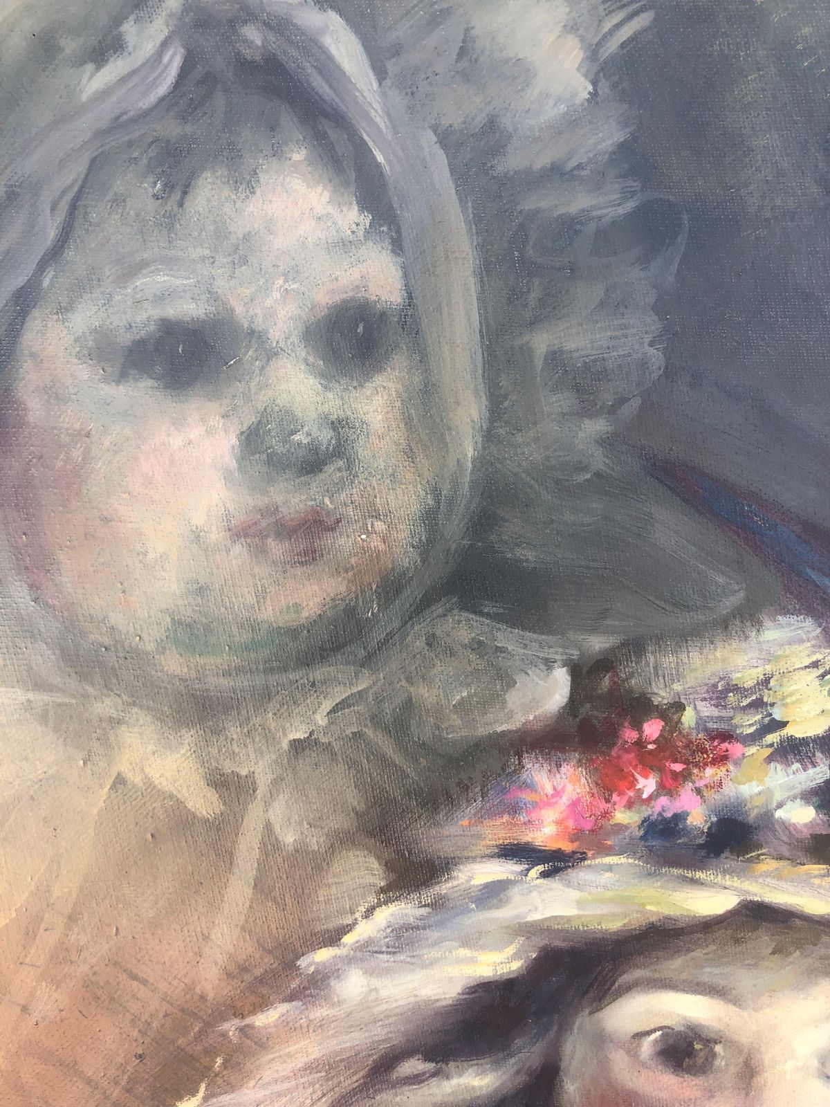José Antonio Palanca Ruiz Still Life Of Old Dolls Oil On Canvas Painting C.1980 photo vinterior