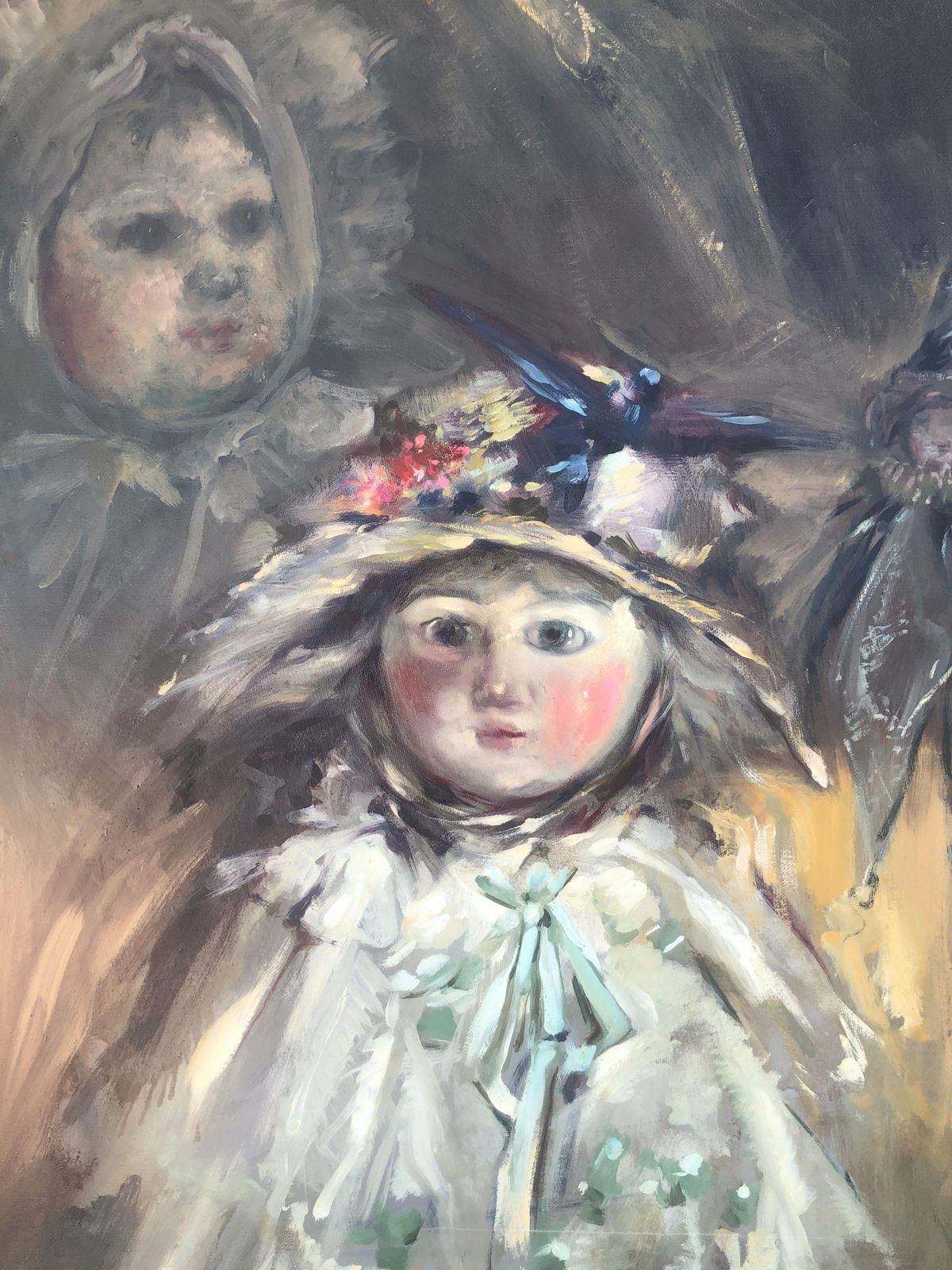 photo furniture José Antonio Palanca Ruiz Still Life Of Old Dolls Oil On Canvas Painting C.1980