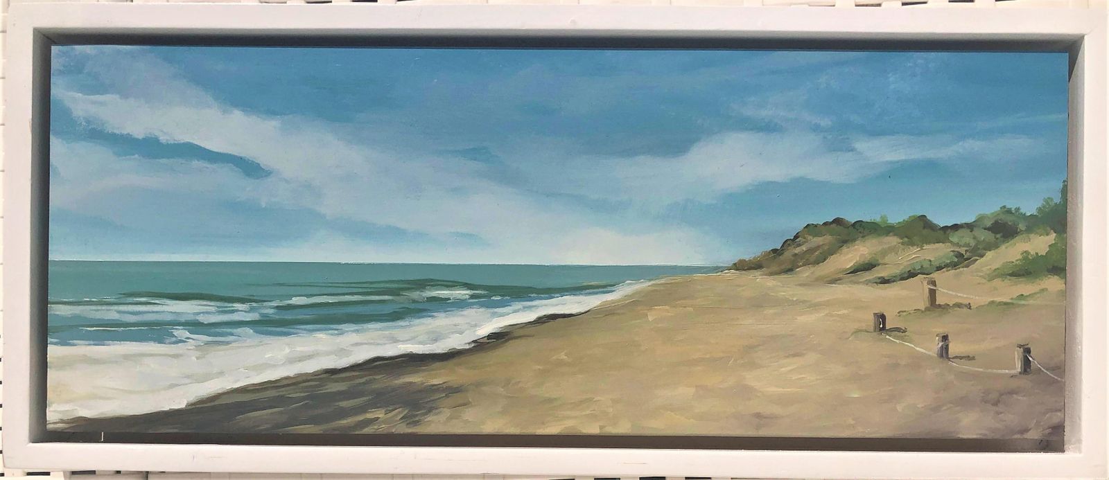 Alberto Biesok Mediterranean Coastal Beach With Dunes Oil Painting Panoramic Seascape photo furniture
