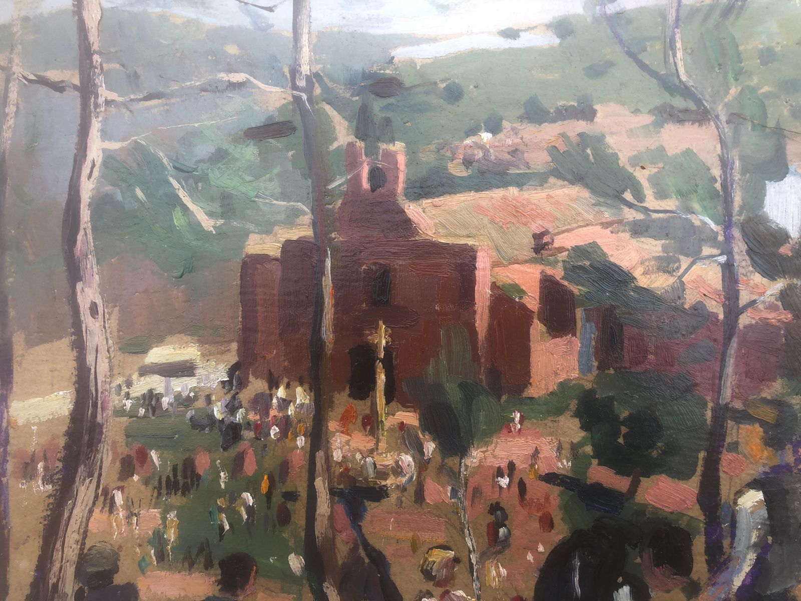Juan Gil Landscape With Hermitage On Board Painting Spanish Spain 1934 photo buy