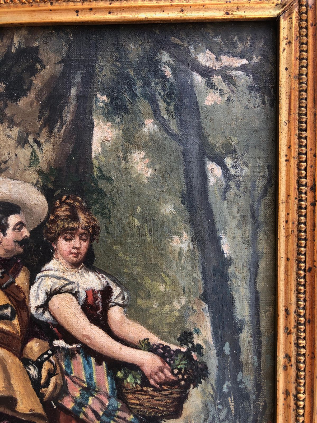 Unknown Courtship In The Forest French Romantic School XIX Century Oil On Canvas C.1880 photo vinterior
