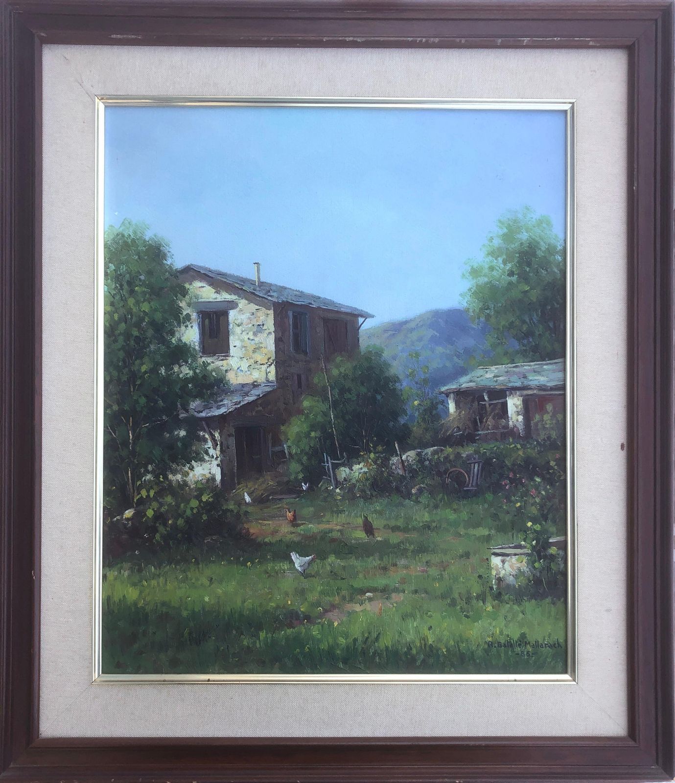 Rafael Batalle Mallarach Catalaans Boerenhoeve Spanje Olieverf Op Doek Schilderij 1986 photo furniture