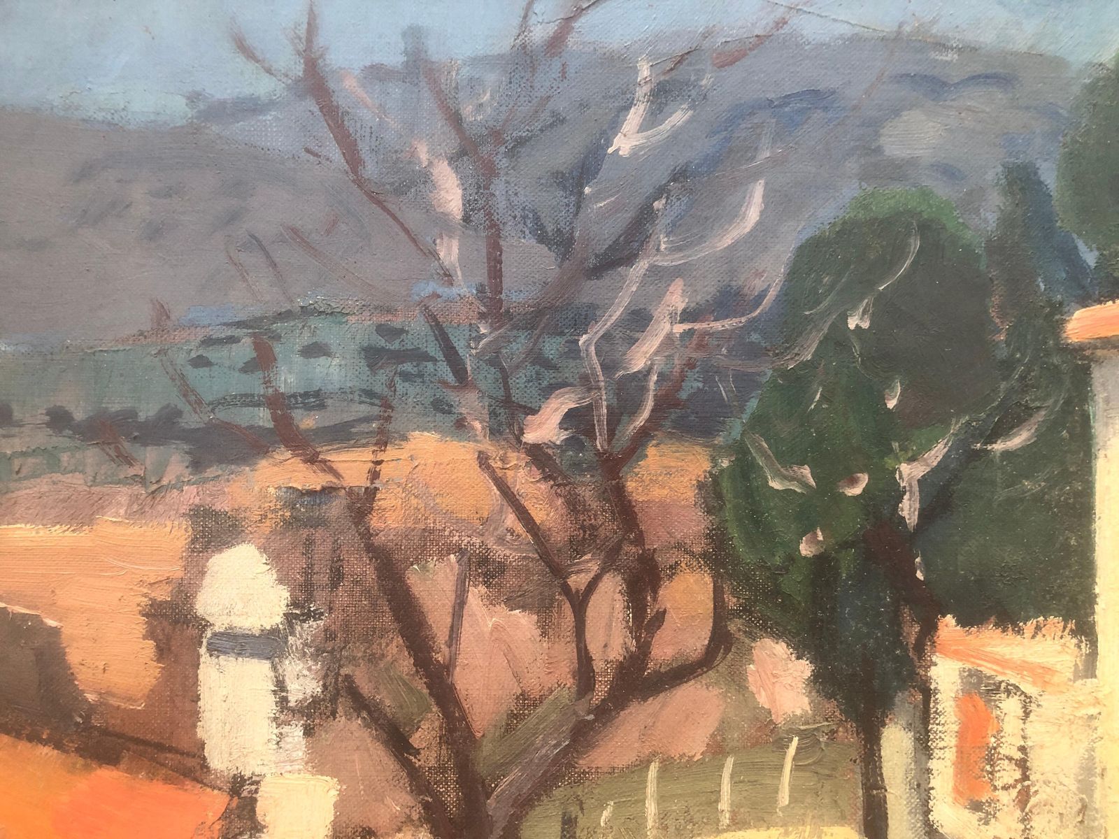 Rafael Duran Benet Town Spanish Landscape Oil On Canvas Painting Spain Mediterranean 1972 photo 800.0