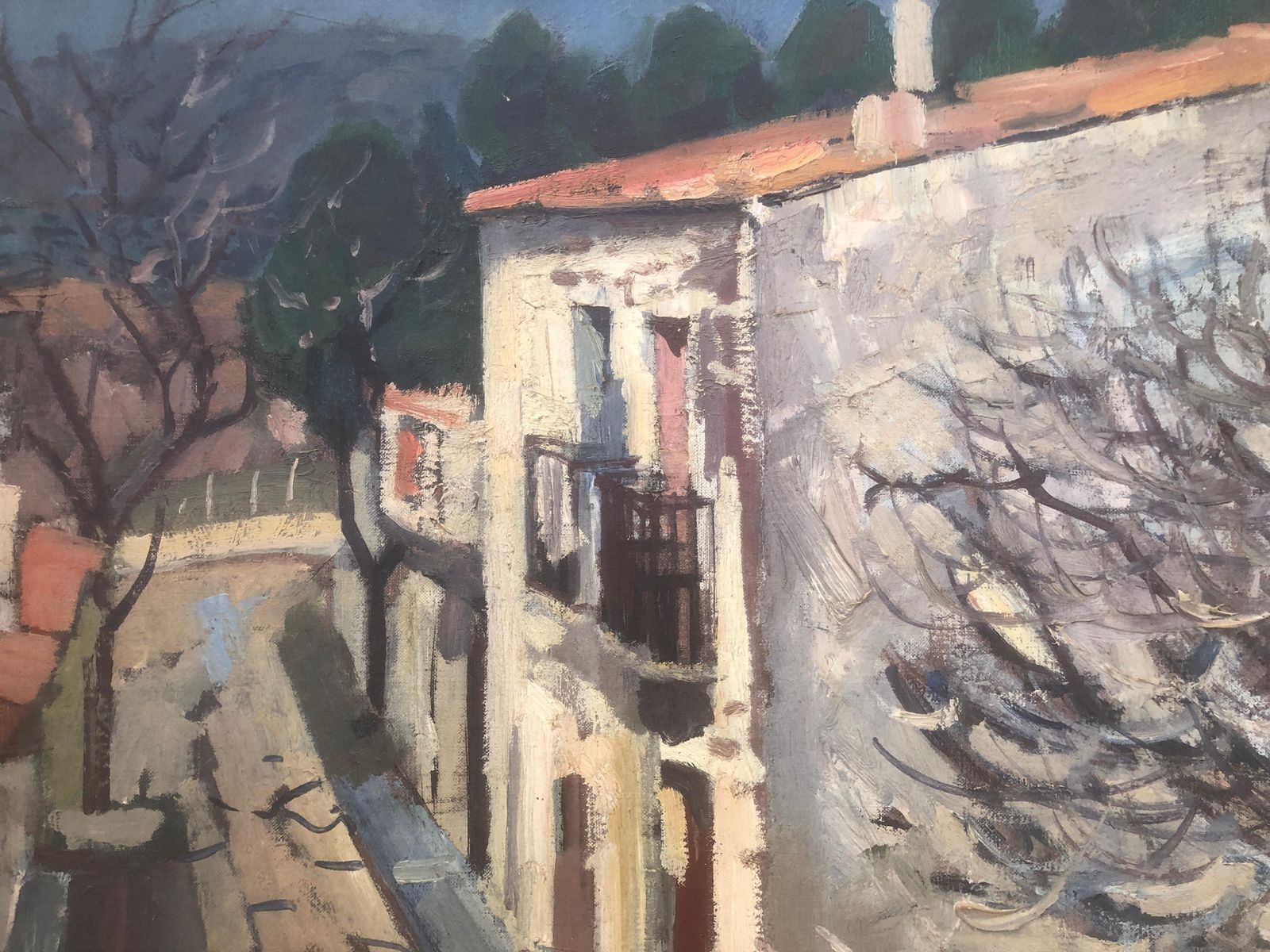 Rafael Duran Benet Town Spanish Landscape Oil On Canvas Painting Spain Mediterranean 1972 photo buy