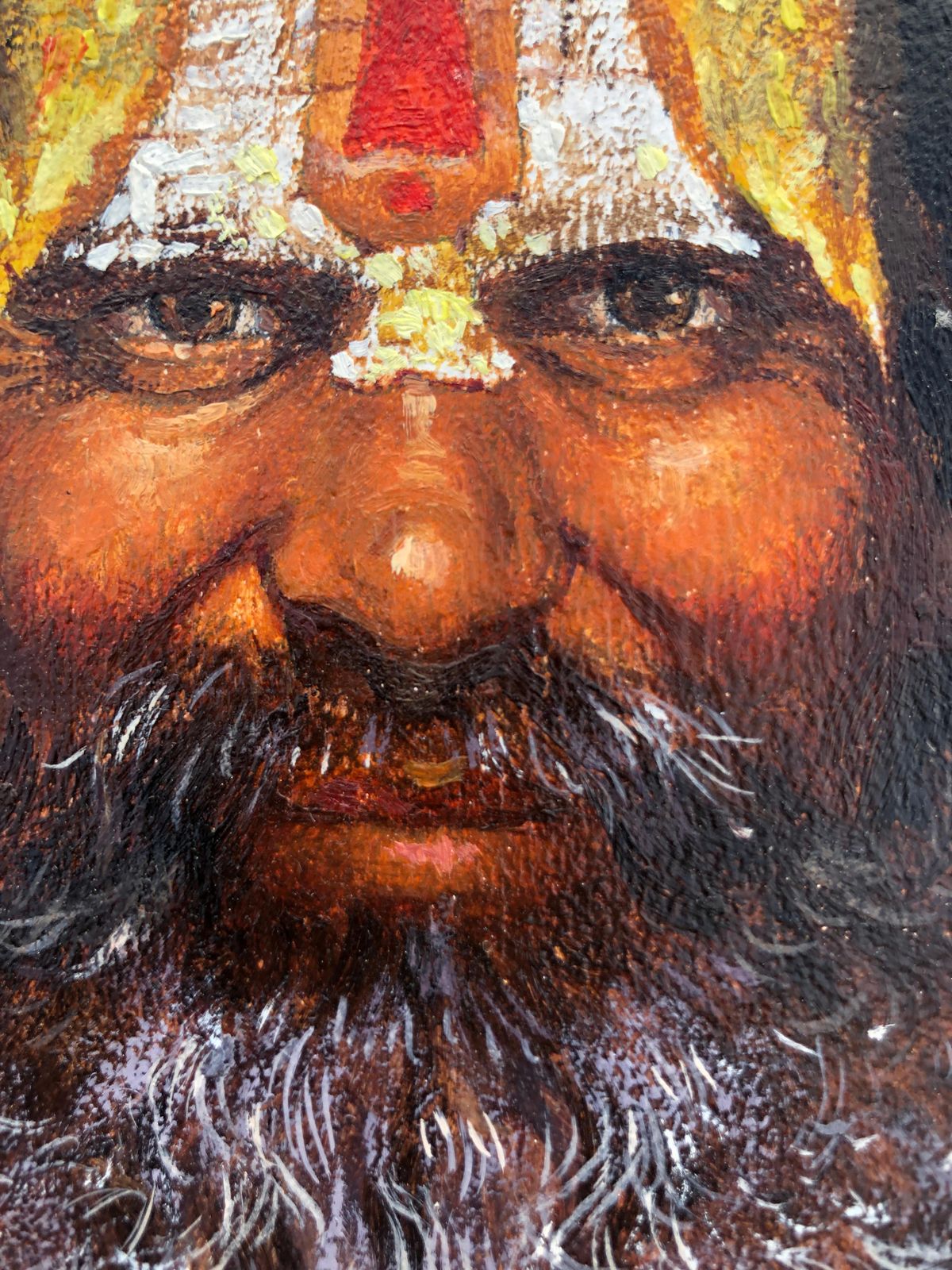 Fernando Fernandez Sadhu Wise Indian Oil On Board Painting India C.2000 photo vinterior