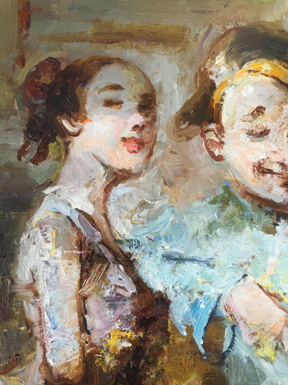 Joan Camo Sentis Spanish Belle époque Café Society Figurative Oil Painting Interior Scene 1970s photo 700.0