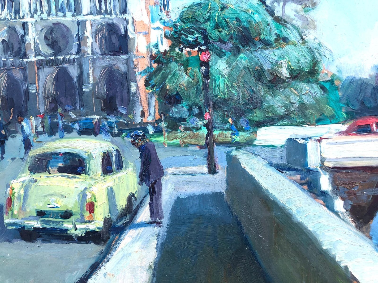 Pascual Bueno Ferrer Notre Dame Paris France Oil On Board Painting French Urbanscape C.1975 photo buy