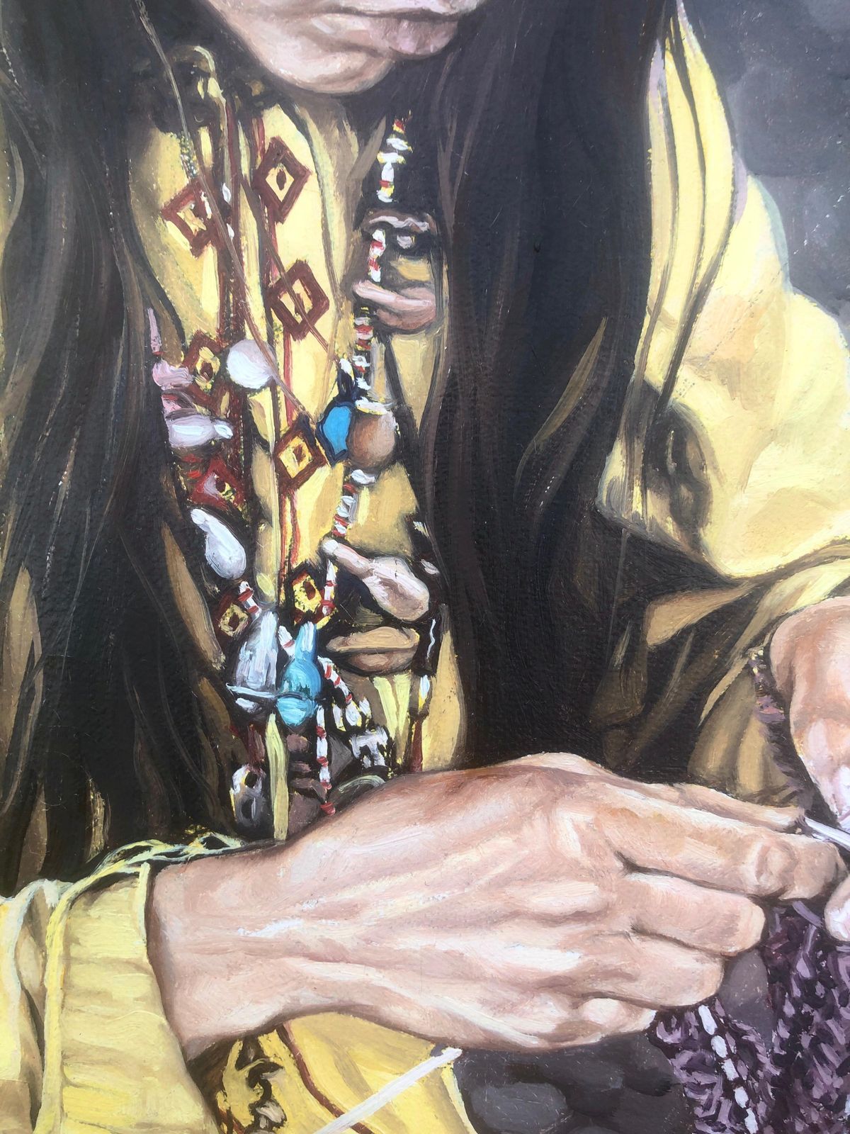 José Luis Fuentetaja – Vrouw, Hippie – Olie En Acryl Op Doek – Realisme – Spanje, Sitges, Jaren 1970, Ca. 1980 photo vinterior