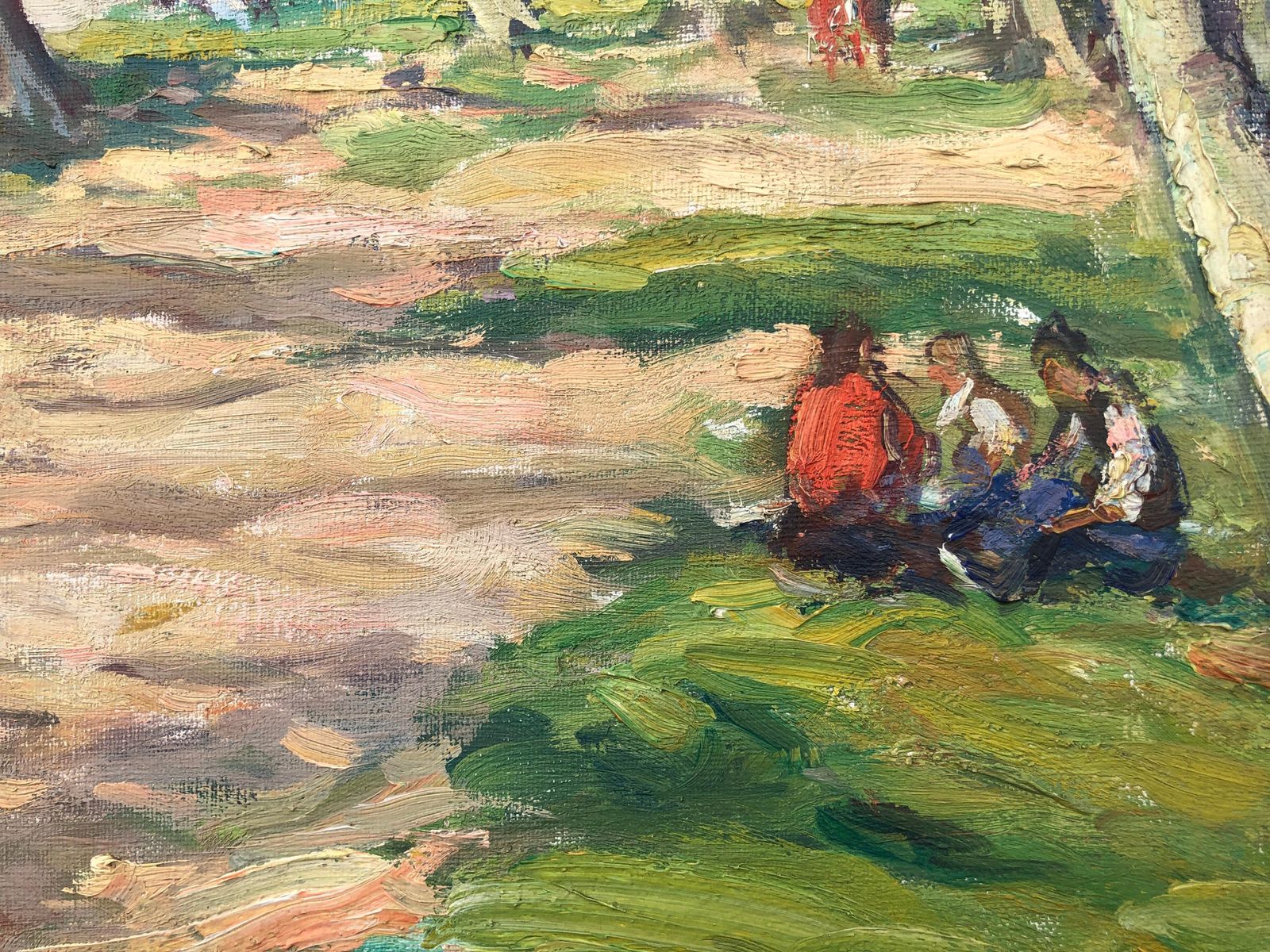 Bay Sala Zaragoza Spain Oil On Canvas Painting Impressionist Spanish Landscape C.1950 photo for sale