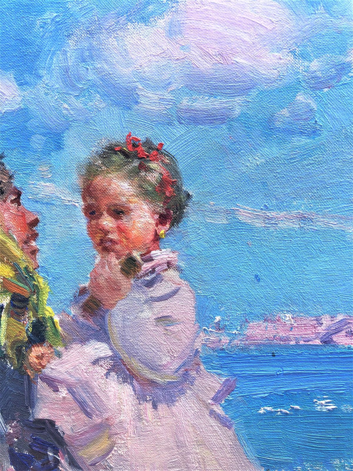 Ignacio Gil Sala Mother And Child Ibiza Beach Mediterranean Art Oil Painting Spain photo for sale