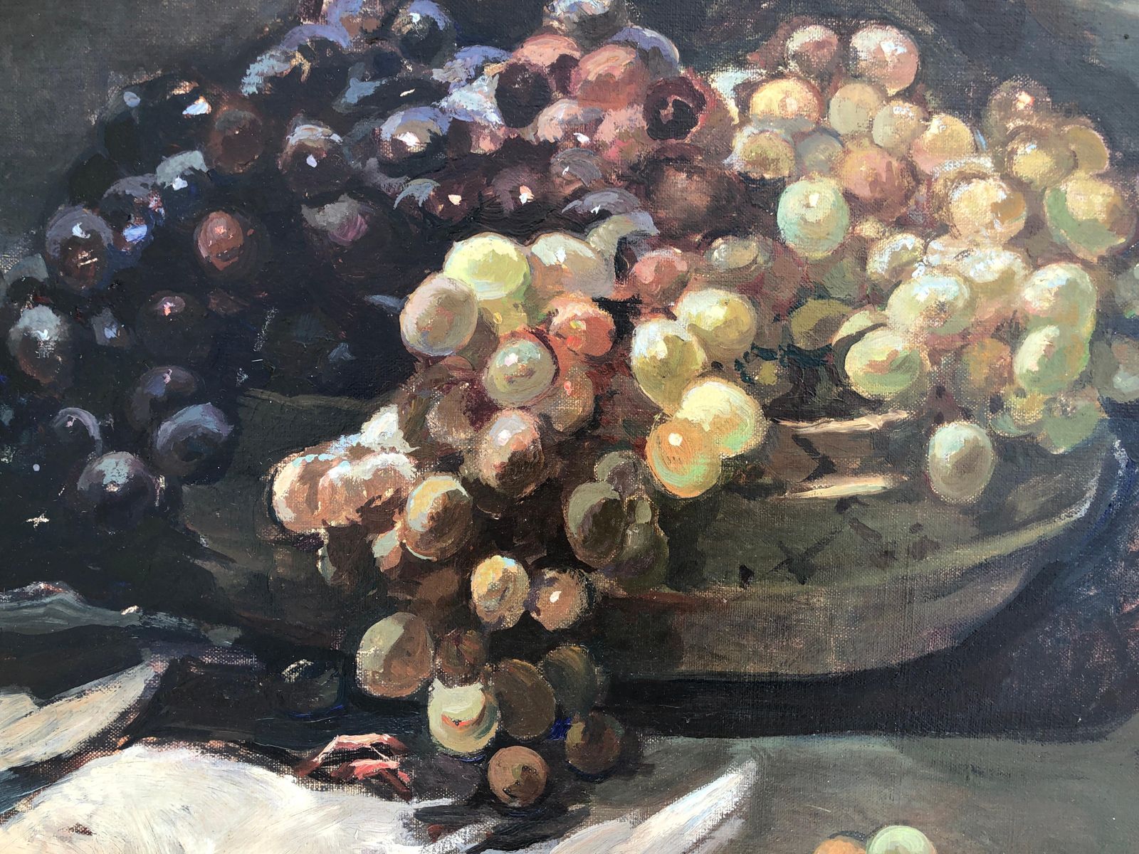 Josep Puigdengolas Large Spanish Classical Still Life With Quail And Fruit, Oil On Canvas, Post Impressionist Catalan School, C.1970 photo for sale