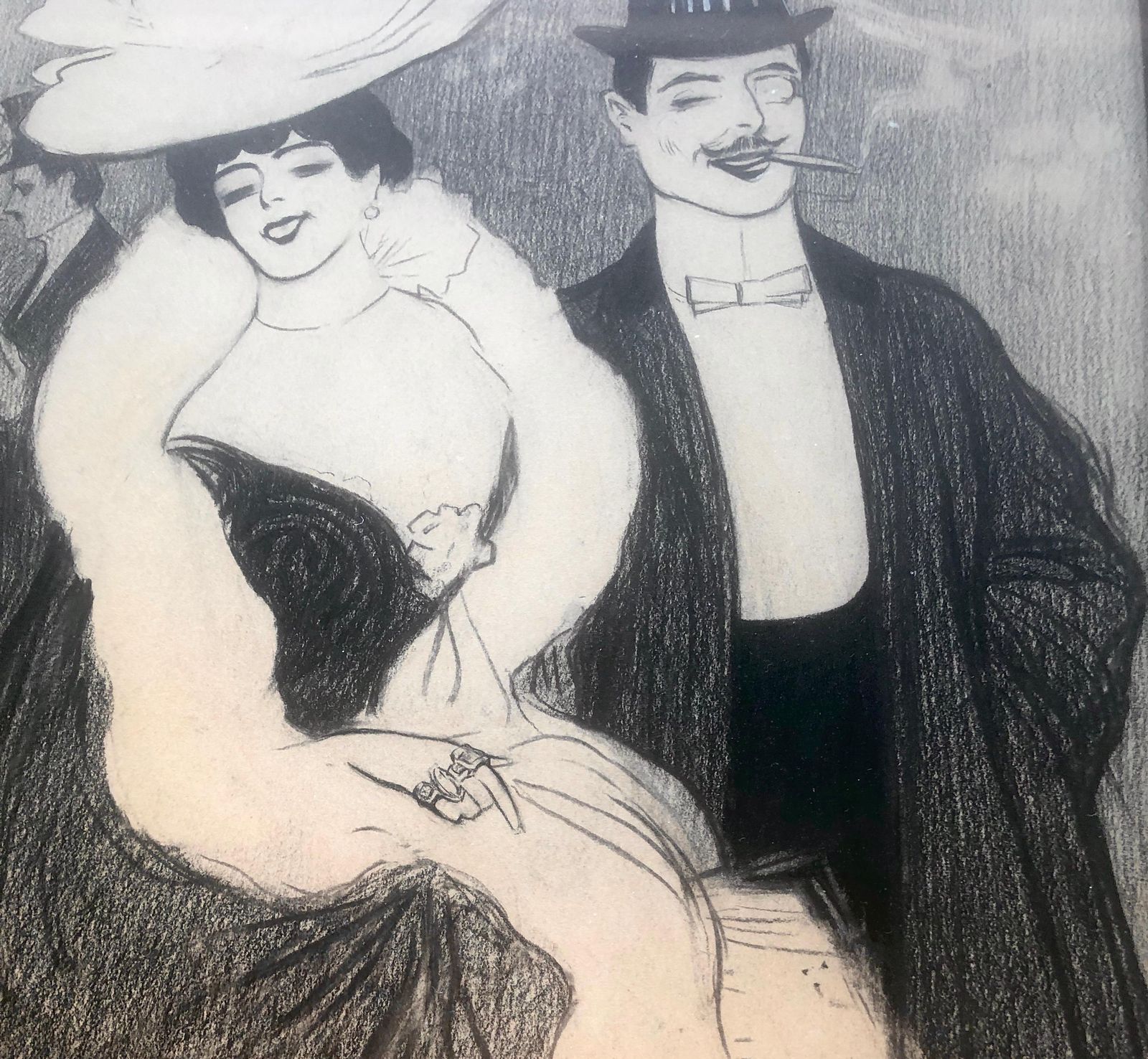 Joan Cardona Llados Paris Modernist Scene Mixed Media Drawimg C.1900 photo 5900.0