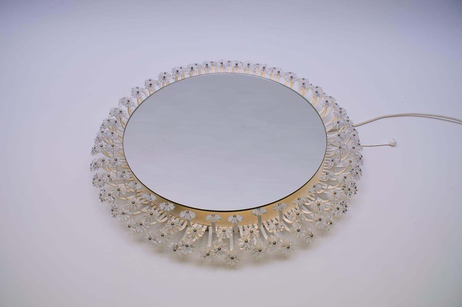 Large Round Illuminated Lucite Flower Mirror Emil Stejnar Rupert Nikoll, 1955 photo vinterior