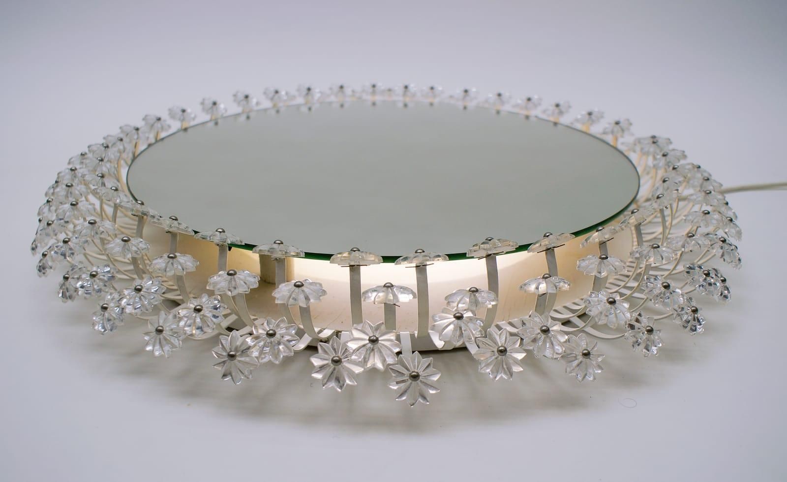 Large Round Illuminated Lucite Flower Mirror Emil Stejnar Rupert Nikoll, 1955 photo buy