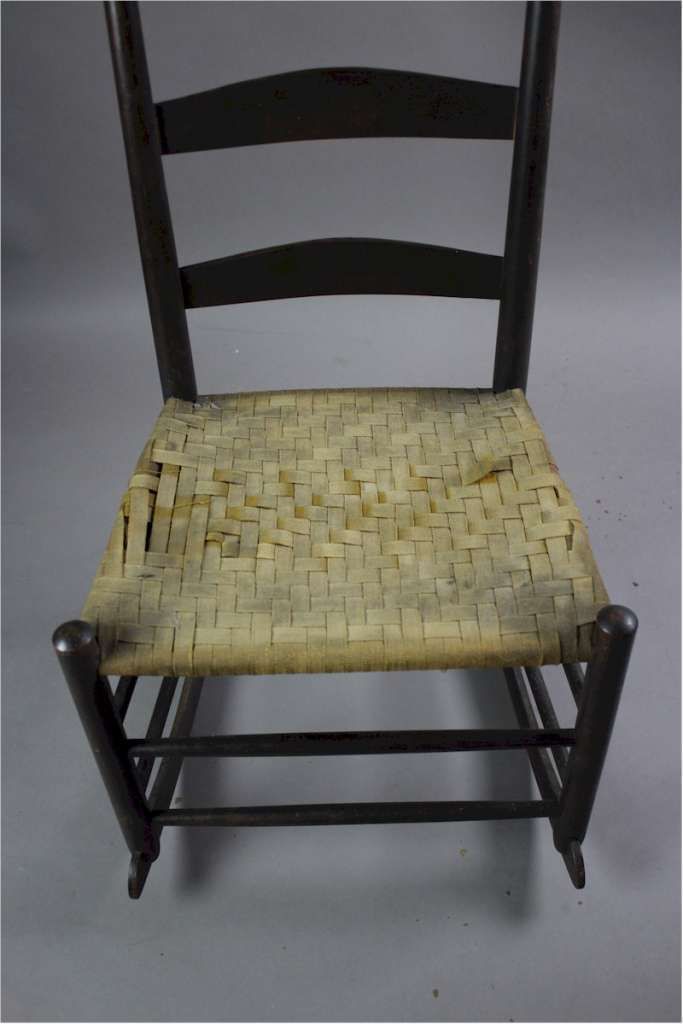 Arts And Crafts Shaker Child's Rocking Chair With Woven Cloth Seat photo Furniture
