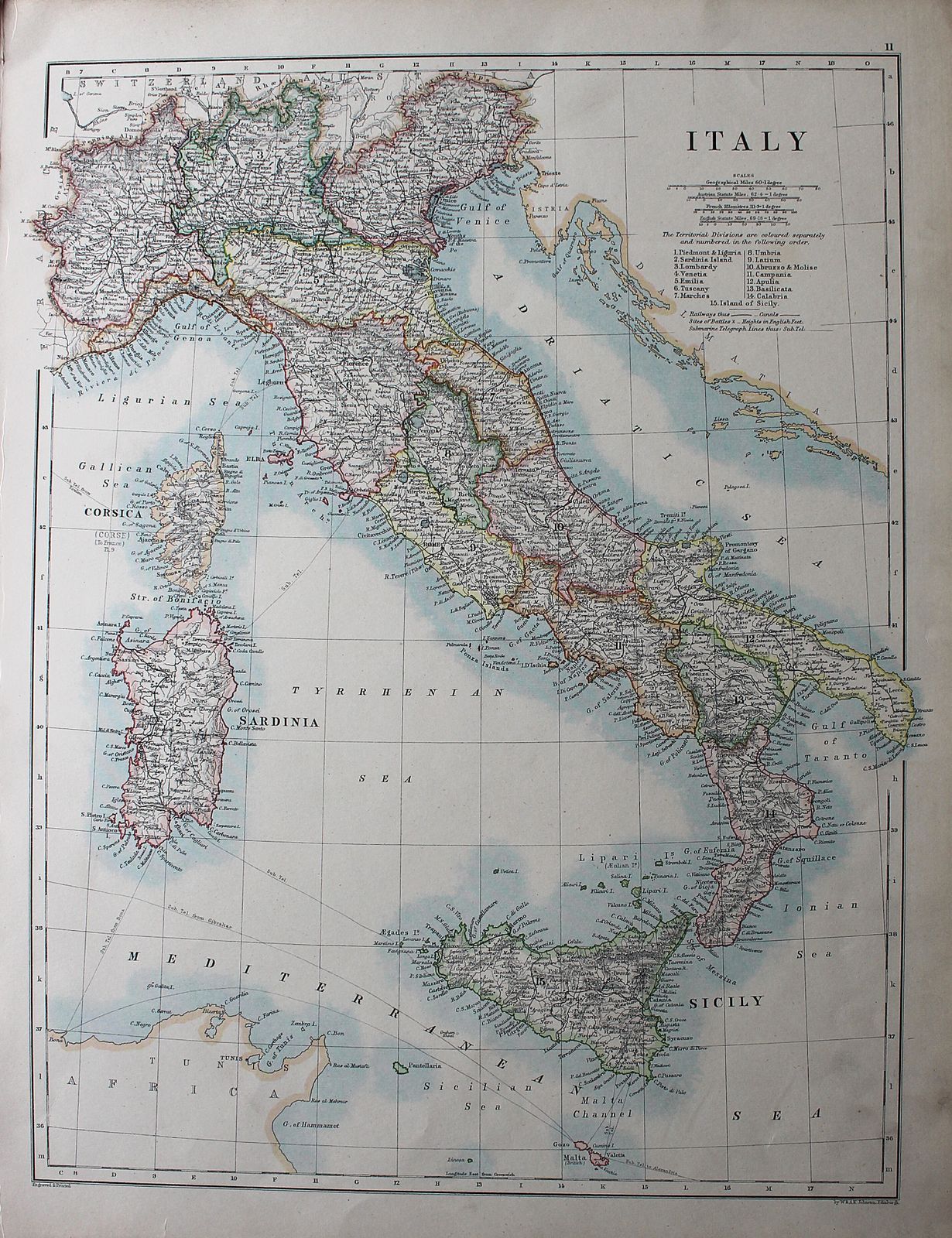 19th Century Antique Map Of Italy By Keith Johnston photo furniture