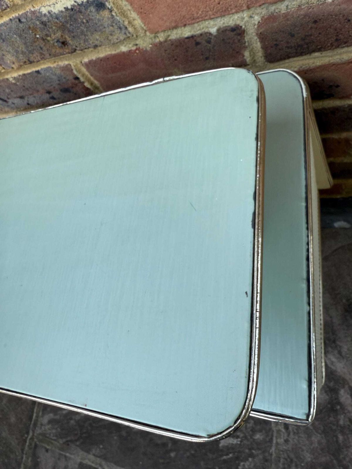 Rare Mid Century Bedside Cupboard, Super Retro Style With Woven Detail, Chrome Effect And Tapered Legs photo vintage