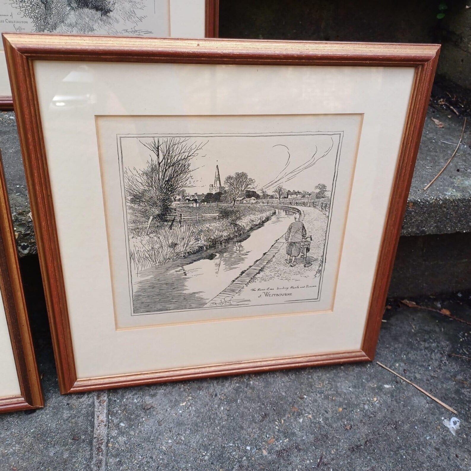Sussex Cycling Prints   3 Pen And Ink Drawings Of West & East Sussex Scenes, All Professionally Framed photo furniture