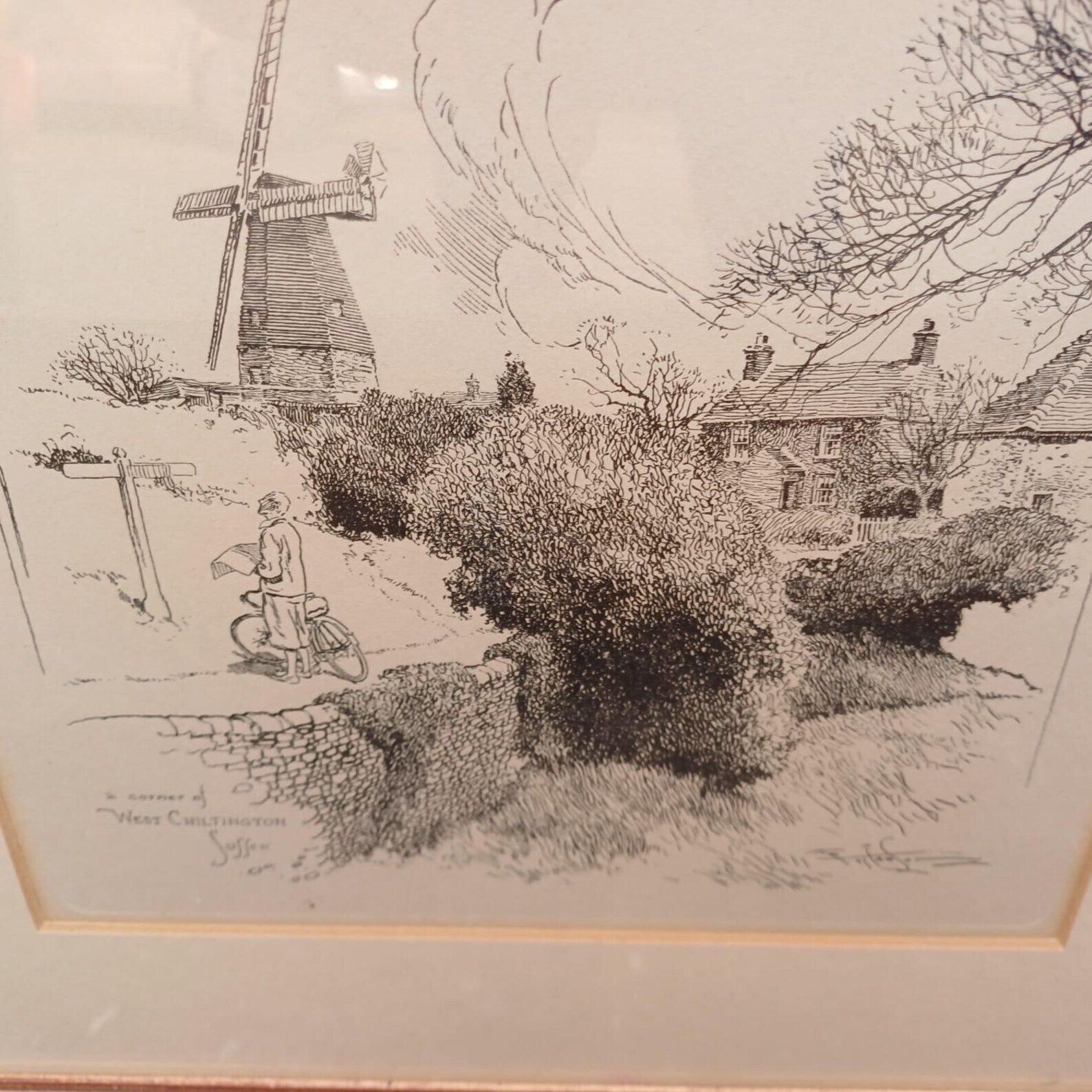 Sussex Cycling Prints   3 Pen And Ink Drawings Of West & East Sussex Scenes, All Professionally Framed photo buy