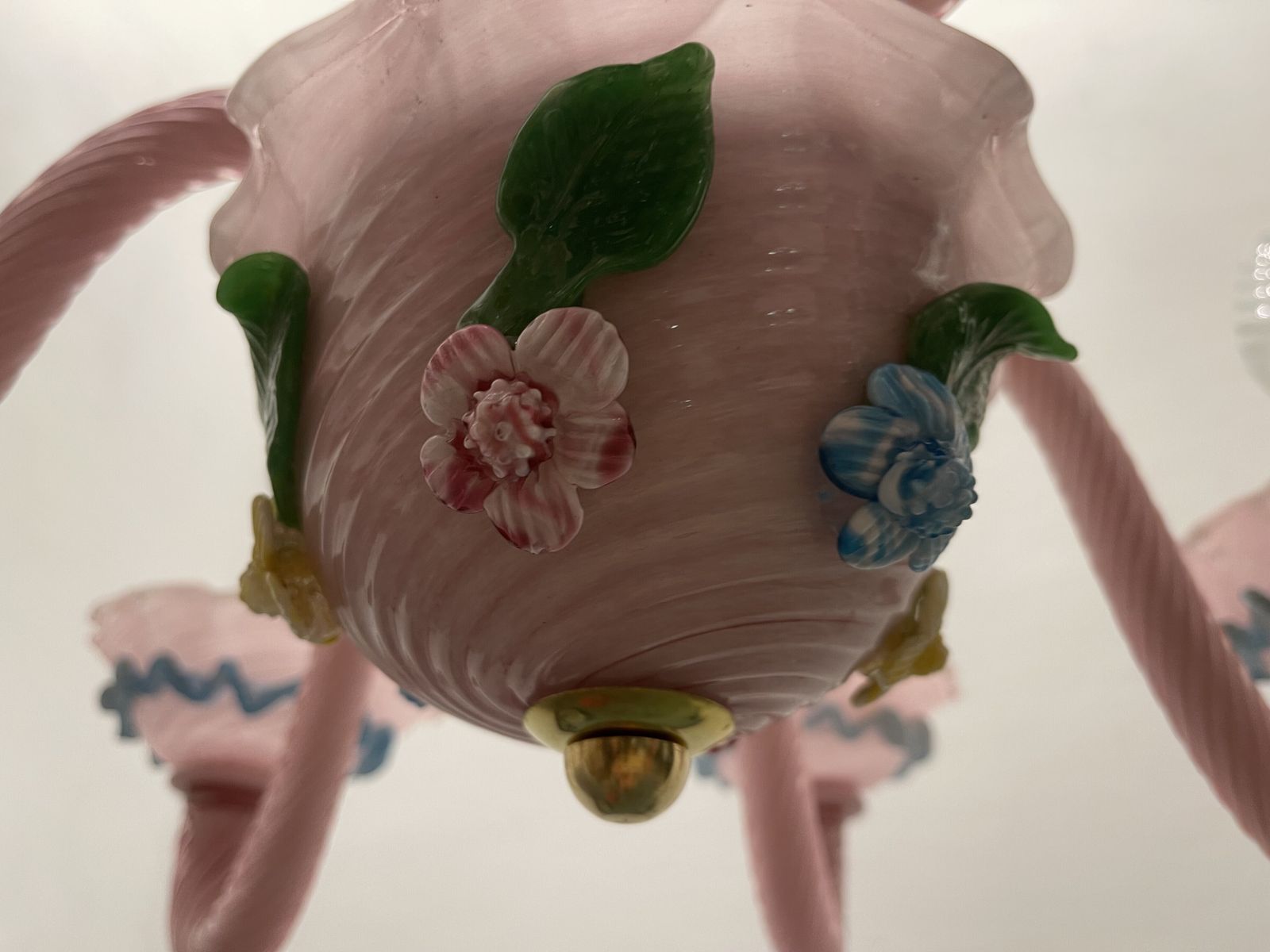 Pink Venetian Floral Chandelier 1960s photo for sale