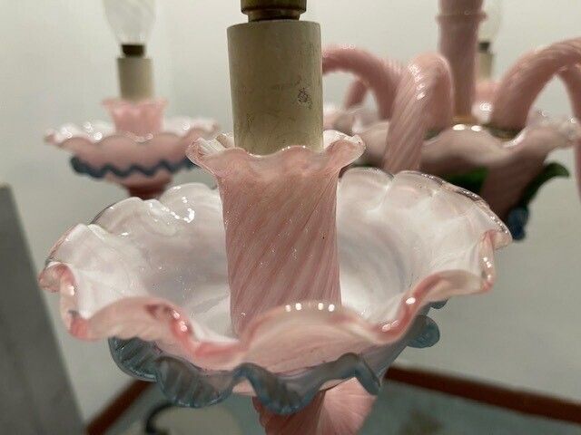 Pink Venetian Floral Chandelier 1960s photo 1050.0