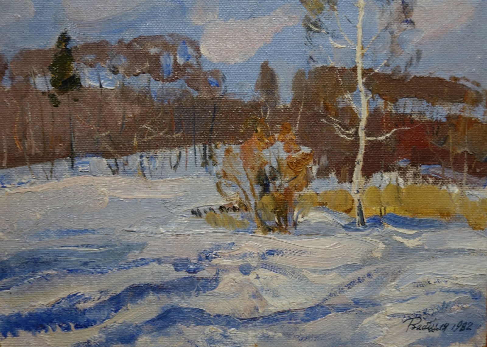 Leonid Vaichiliacold Morning   Oil  Cm. 43 X 31 Cm, 19821982