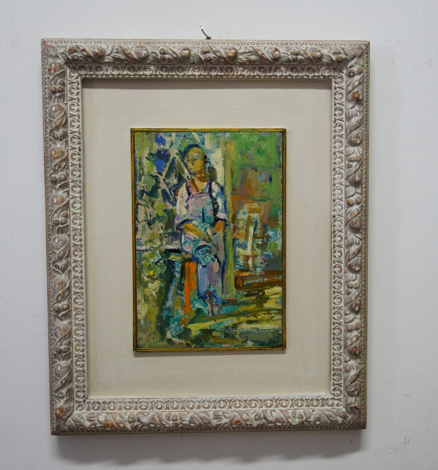 Gleb Savinov"Woman On The Veranda, Summer"  Russian, Impressionist, Oil Cm. 19 X 29 191987 photo Art