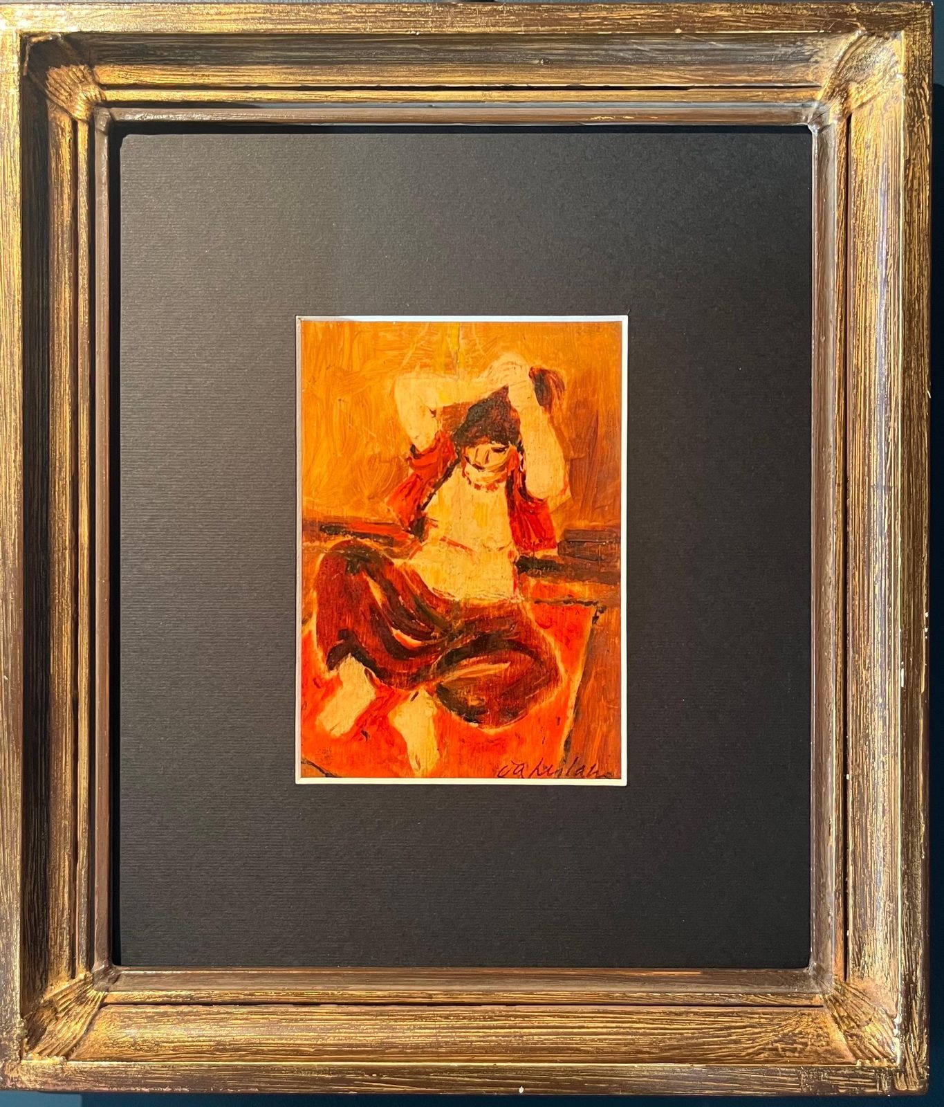 Giulio Da Milano"Red Odalisque" Oil Cm. 17 X 12 1947  Offer Free Shipping1947