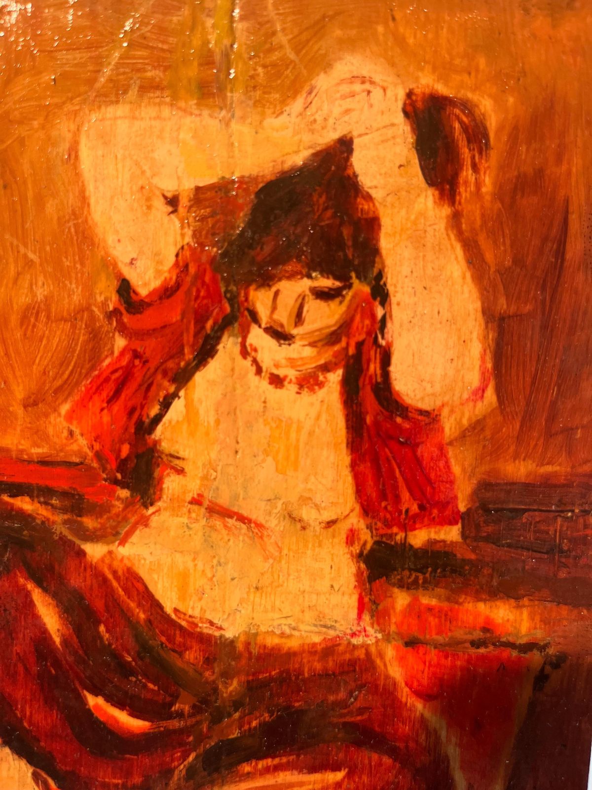 Giulio Da Milano"Red Odalisque" Oil Cm. 17 X 12 1947  Offer Free Shipping1947 photo for sale