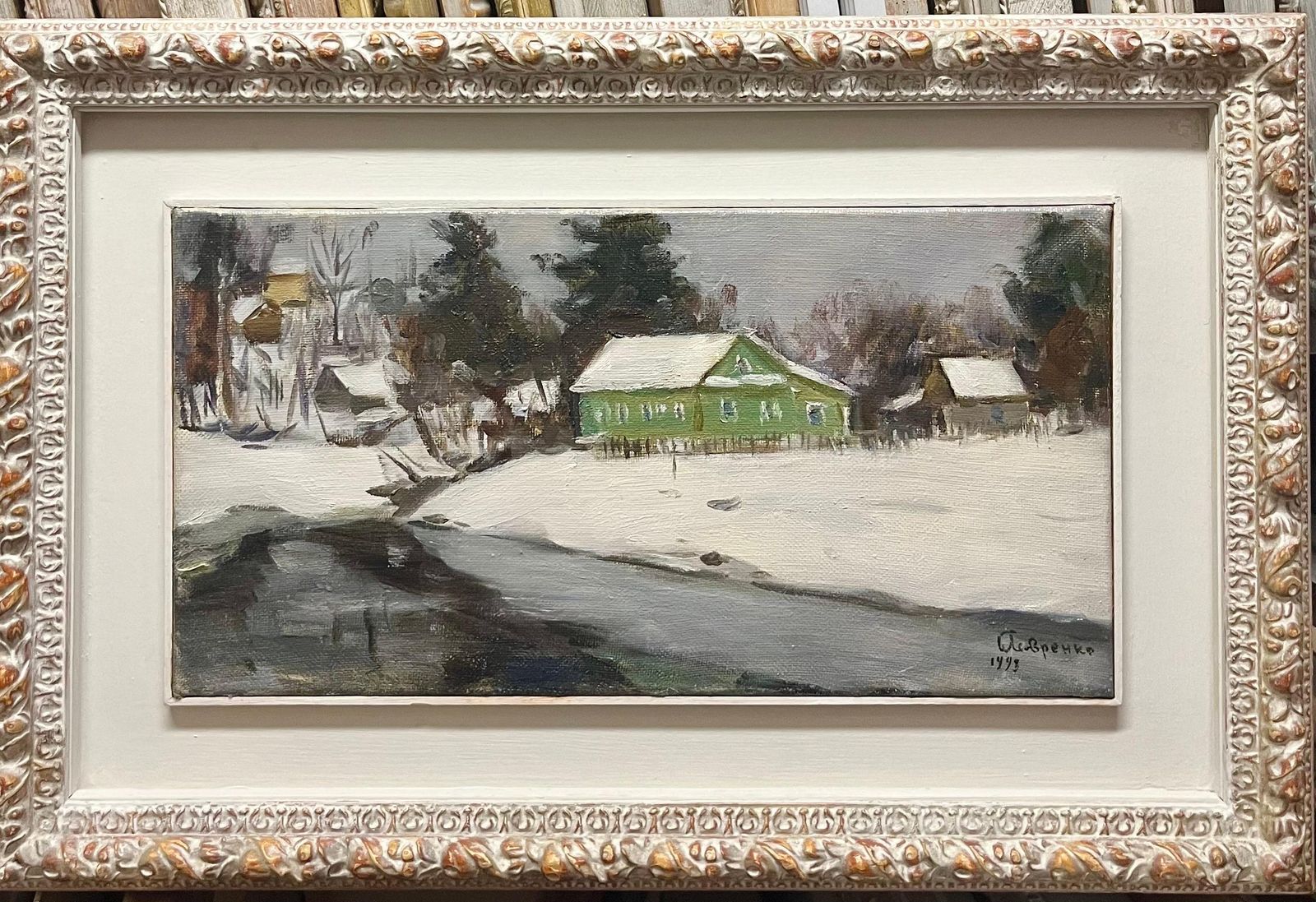 Boris Lavrenko"Green House In The Woods"  Winter, Oil Cm. 55 X 291993