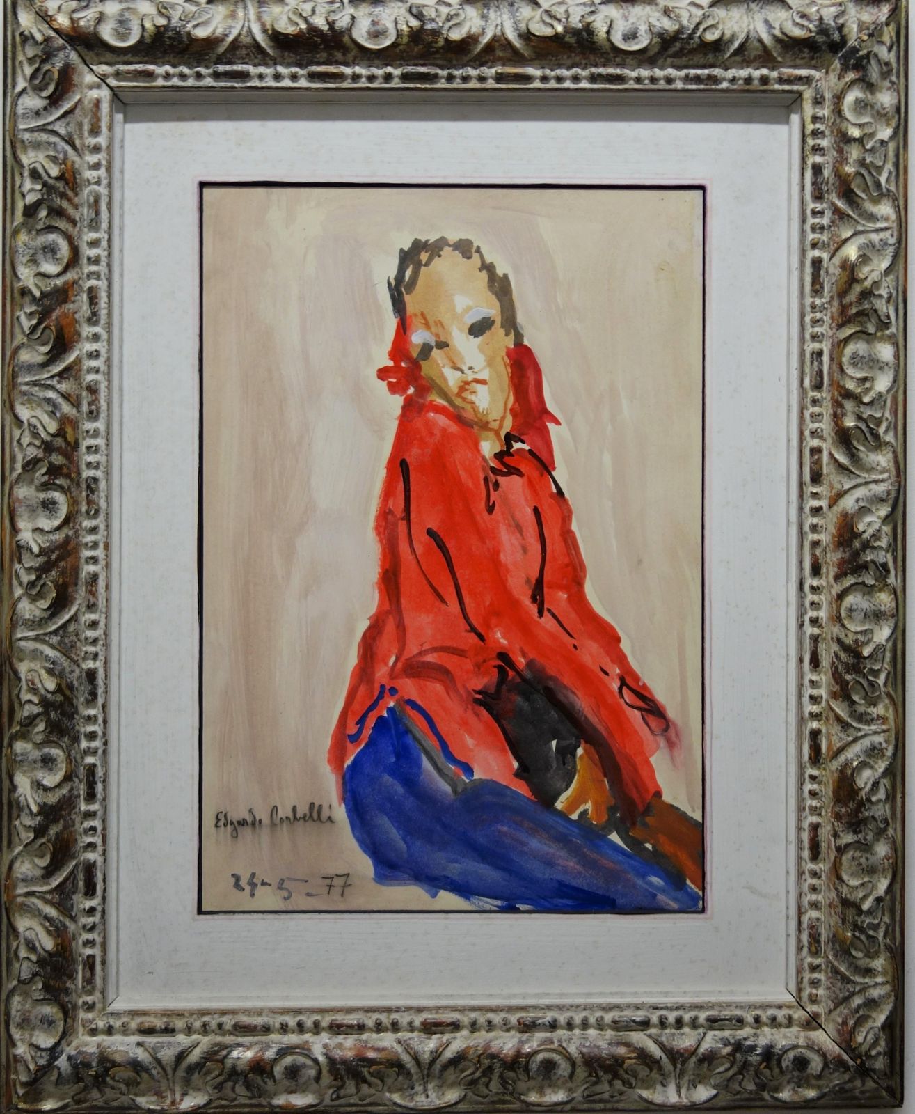 Edgardo Corbelli"Women In Red " Cm. 35 X 52  Oil  19771977