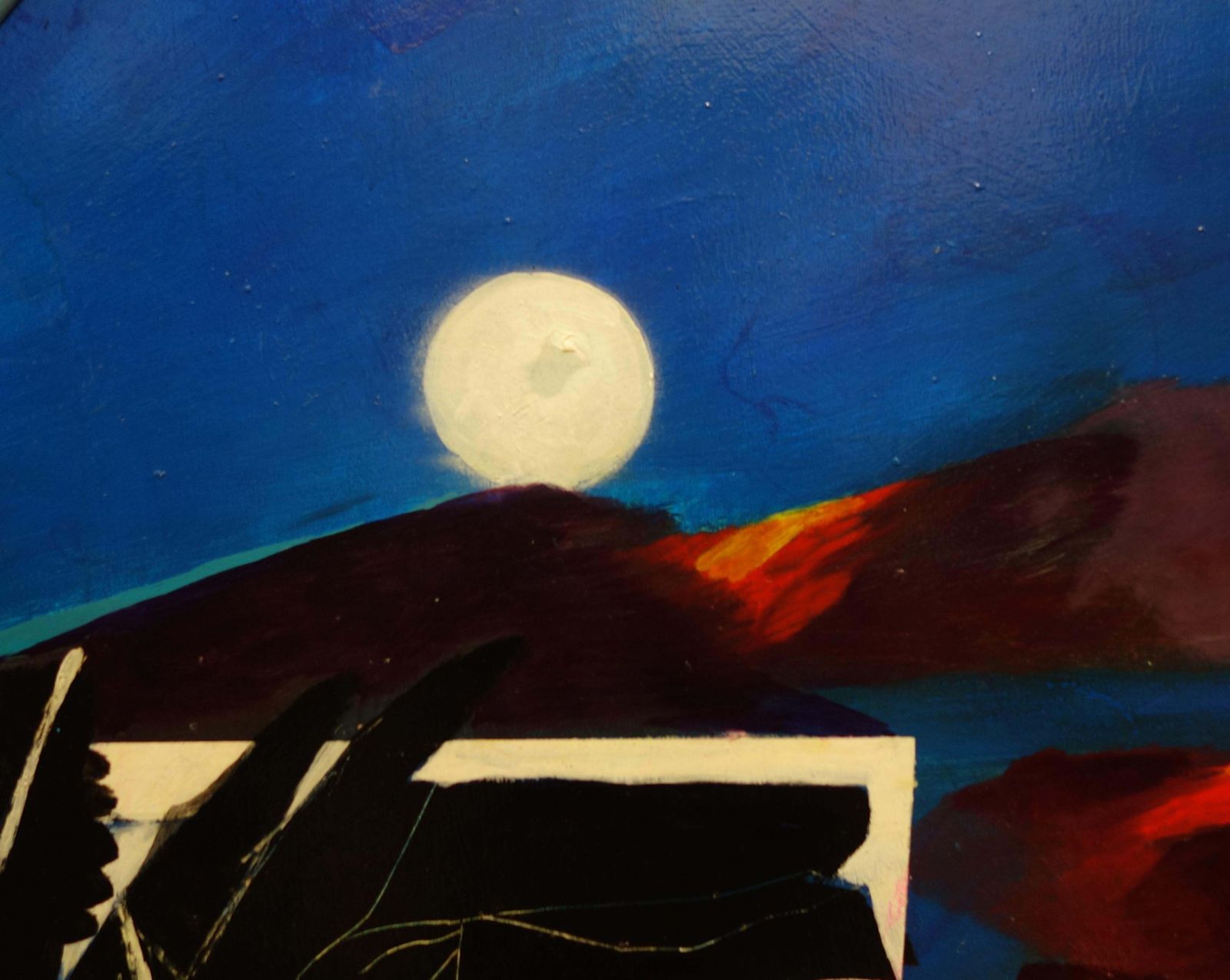 Fernando Farulli"Night Landscape Tuscany"   Oil   1989  Diameter  Cm. 100  Blue , Night1989 photo furniture