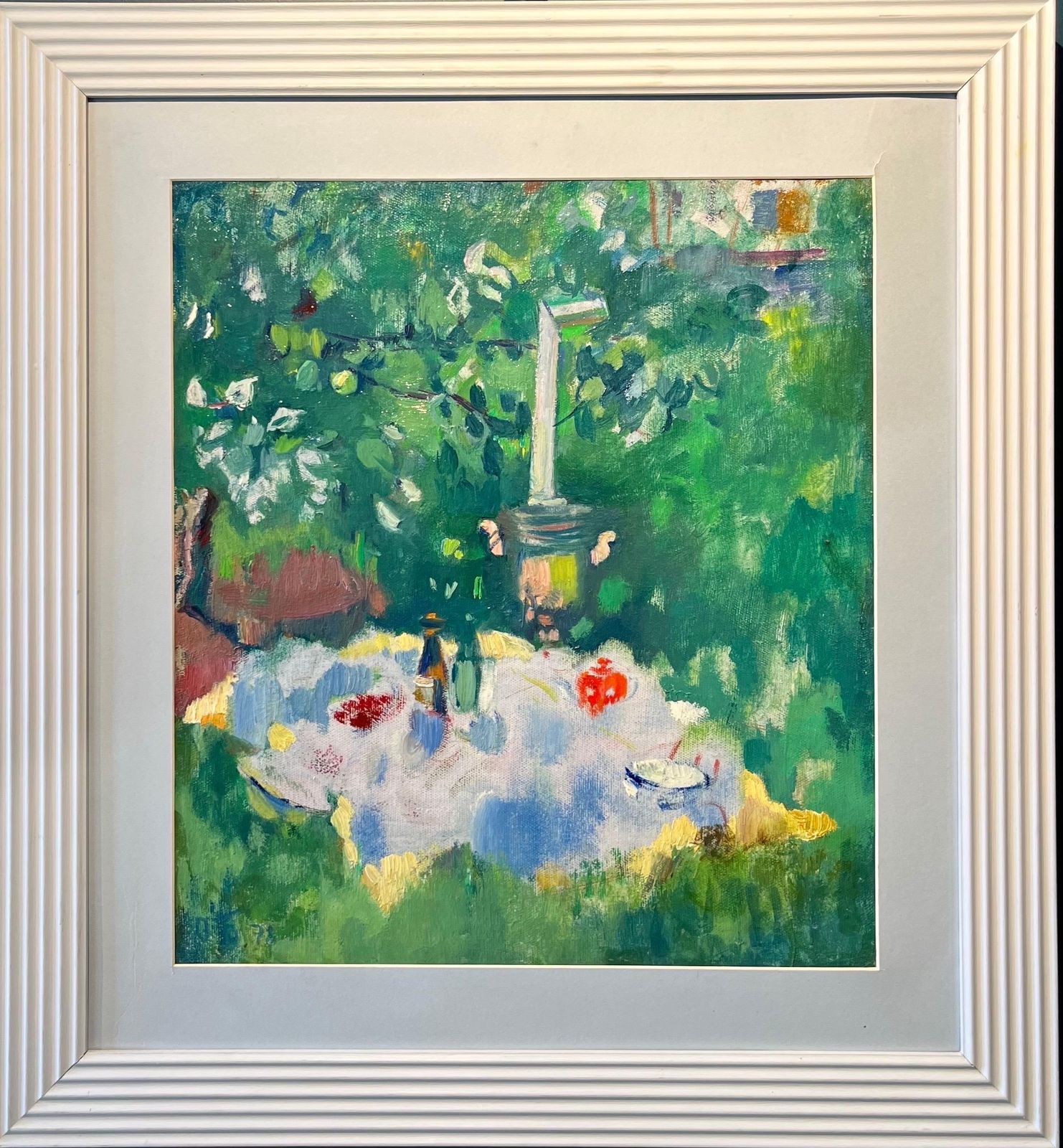 Olga Bogaevskaja"Samovar ", Breakfast On The Lawn, Green, Oil, Cm. 43 X 48  19891989