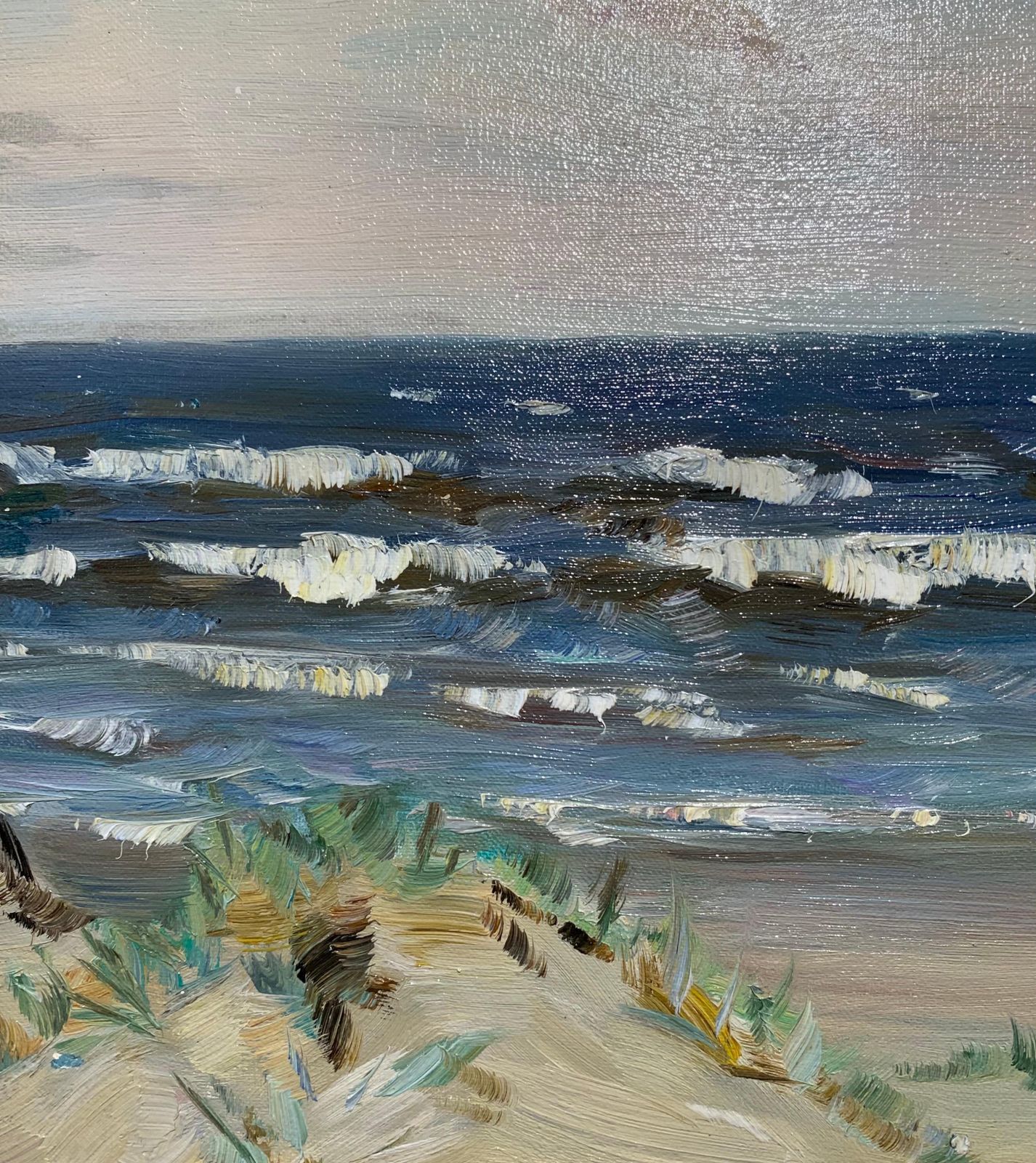 Boris Mikhailovich Lavrenko"Beach On The Ocean" Summer, Dunes, Sea Oil Cm. 33 X 22  19821982 photo for sale