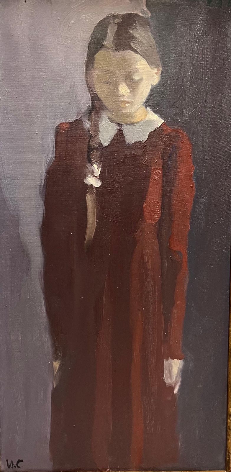 Igor Smekalov"Portrait Of A Little Girl In Bordeaux" Oil Cm. 37 X 702007 photo furniture