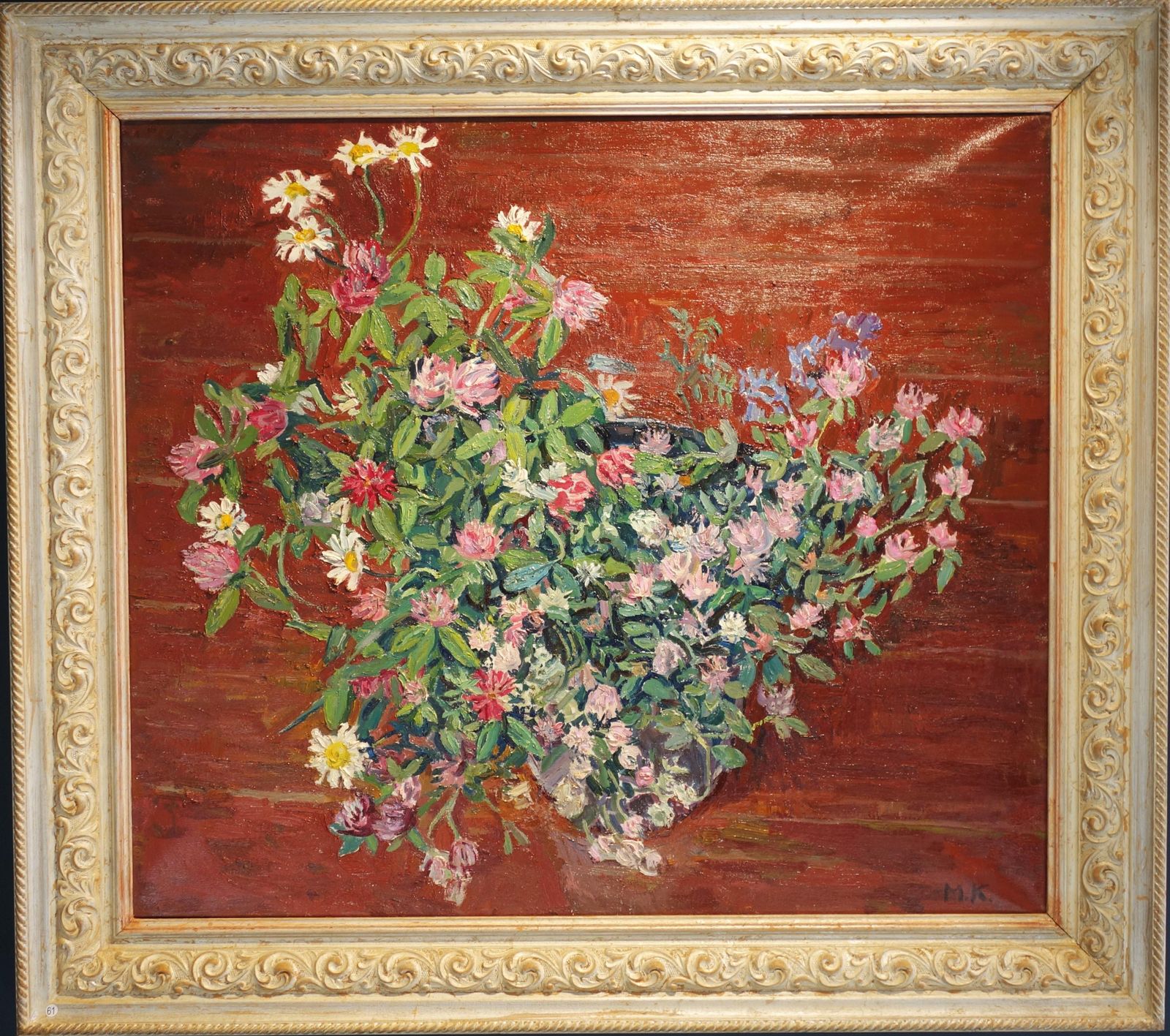 Maya Kopitzeva"Wildflowers"Clover And Daisies, Pink, White, Green,  Offer Free Shipping1998