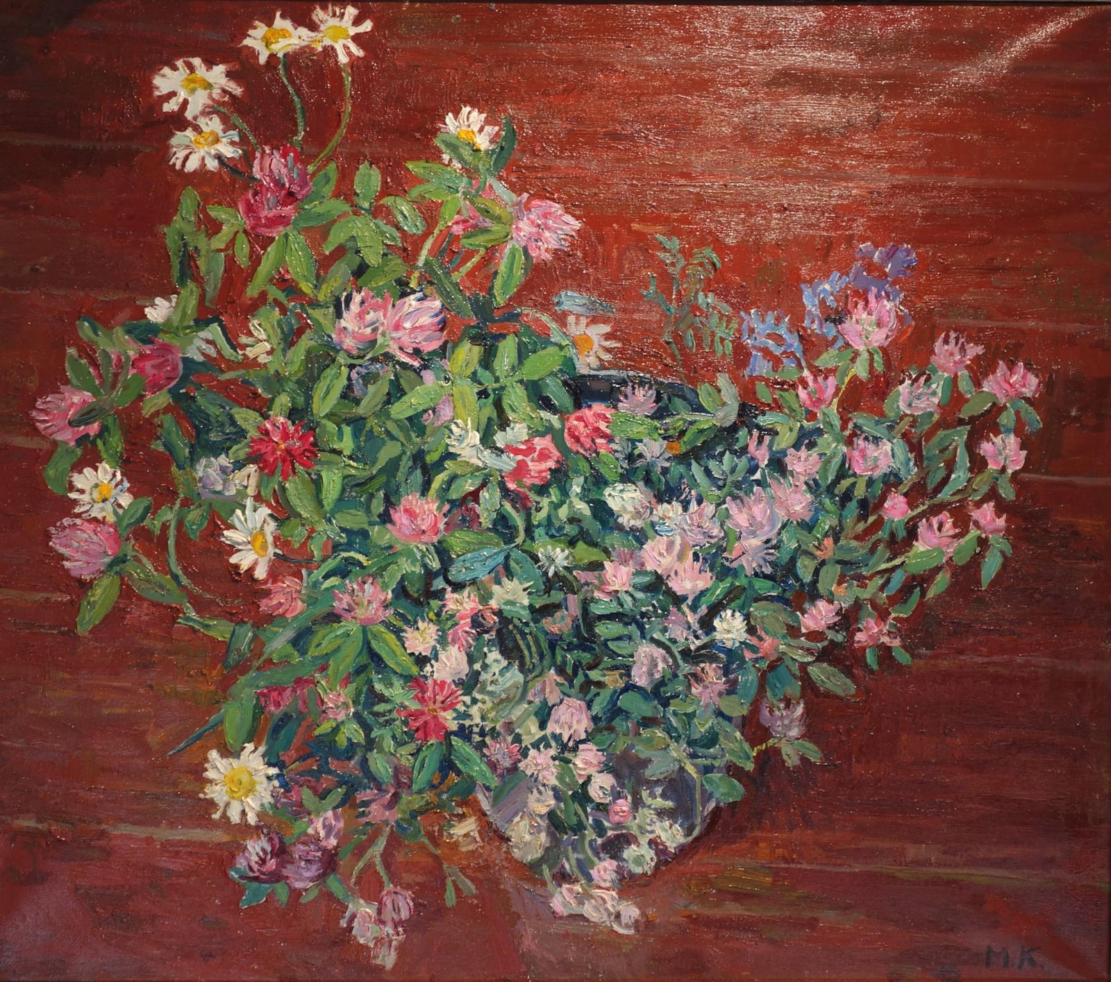 Maya Kopitzeva"Wildflowers"Clover And Daisies, Pink, White, Green,  Offer Free Shipping1998 photo furniture