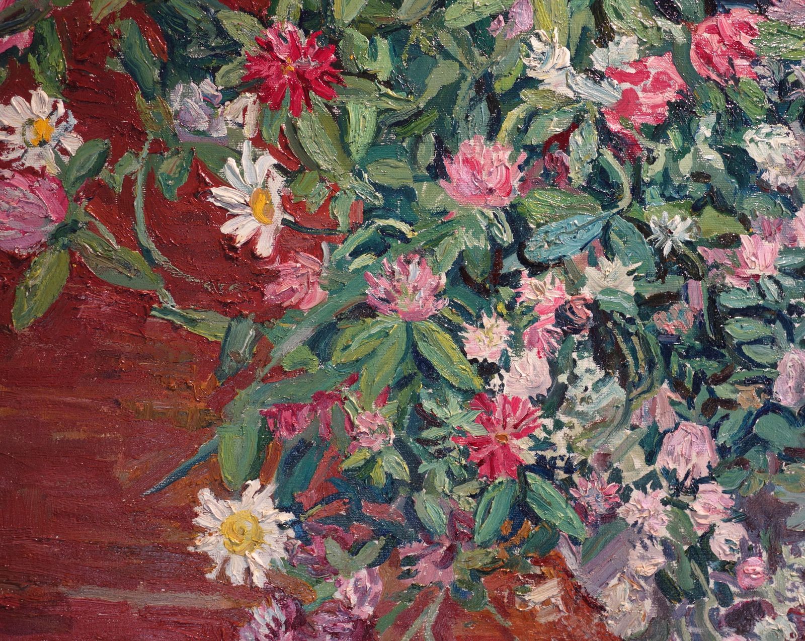 Maya Kopitzeva"Wildflowers"Clover And Daisies, Pink, White, Green,  Offer Free Shipping1998 photo for sale