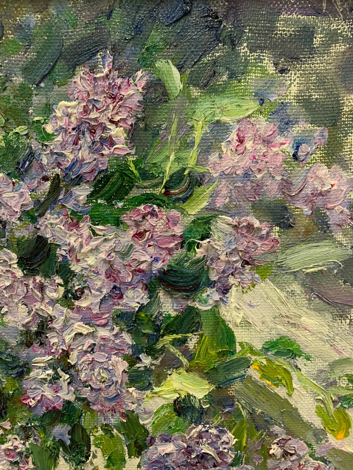 Georgij Moroz"Lilac In The Light" Flowers, Lilac Cm. 71 X 65 Oil1998 photo Art