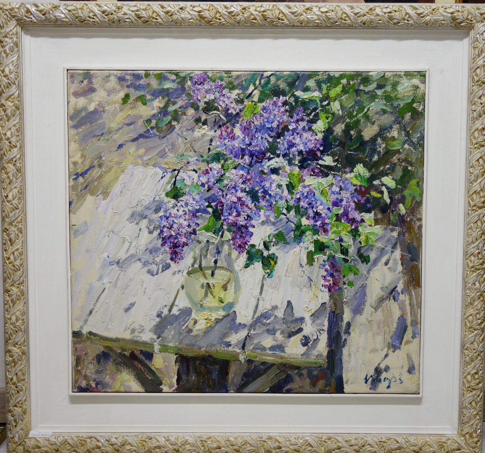 Georgij Moroz" Lilac" Spring, Flowers, Violet, Pink , Impressionistcm. 70 X 64 2001