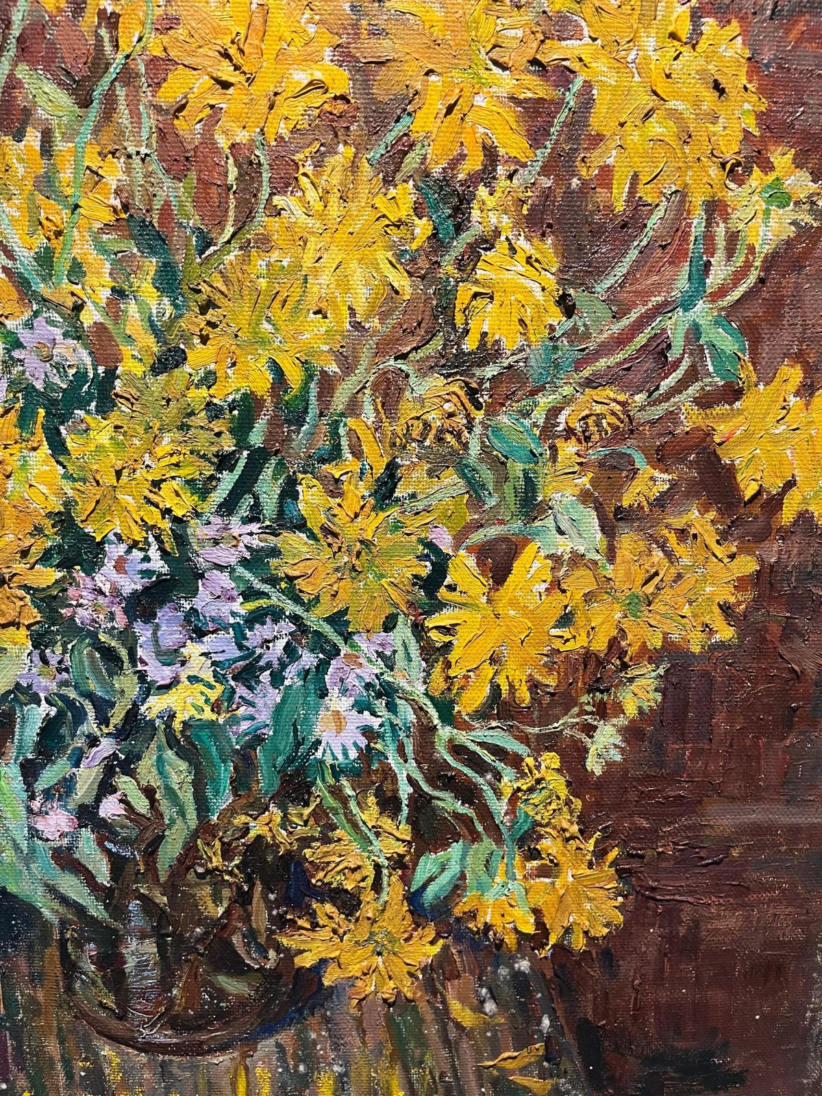 Maya Kopitzeva" Fiori Gialli" Olio Cm. 83 X 78  2002 photo furniture