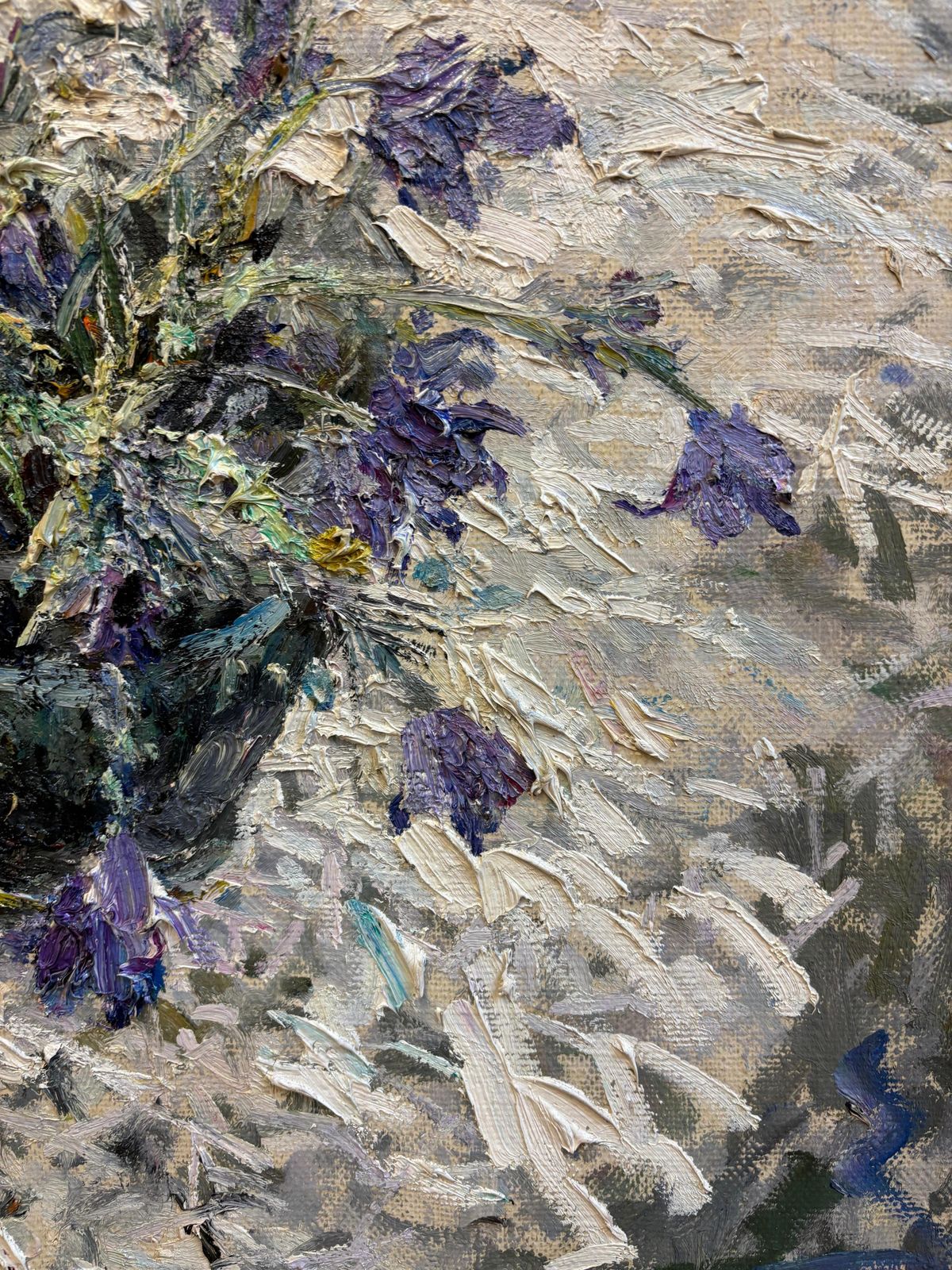 Georgij Moroz" Primi Fiori" Olio Su Tela Cm. 68 X 60  1990 photo 8080.0