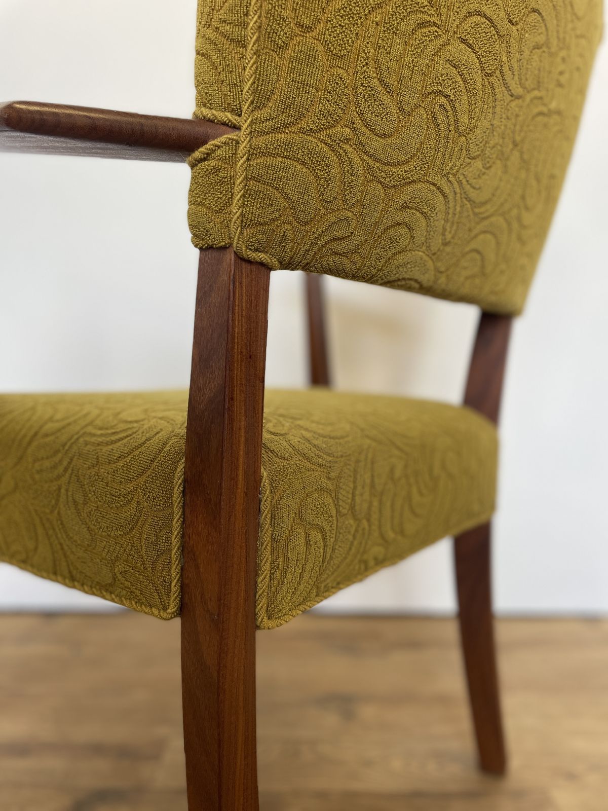Danish Teak Upholstered Armchair W/ Green Fabric photo for sale