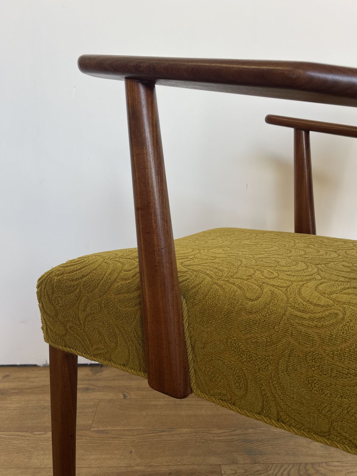Danish Teak Upholstered Armchair W/ Green Fabric photo 350.0