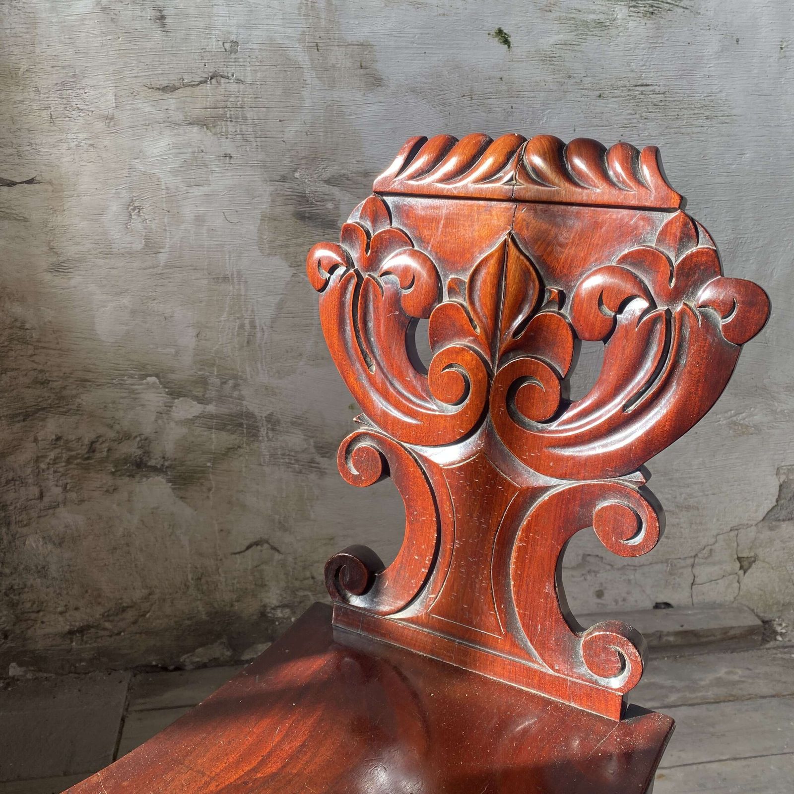 Pair Of 19th Century Mahogany Hall Chairs photo furniture
